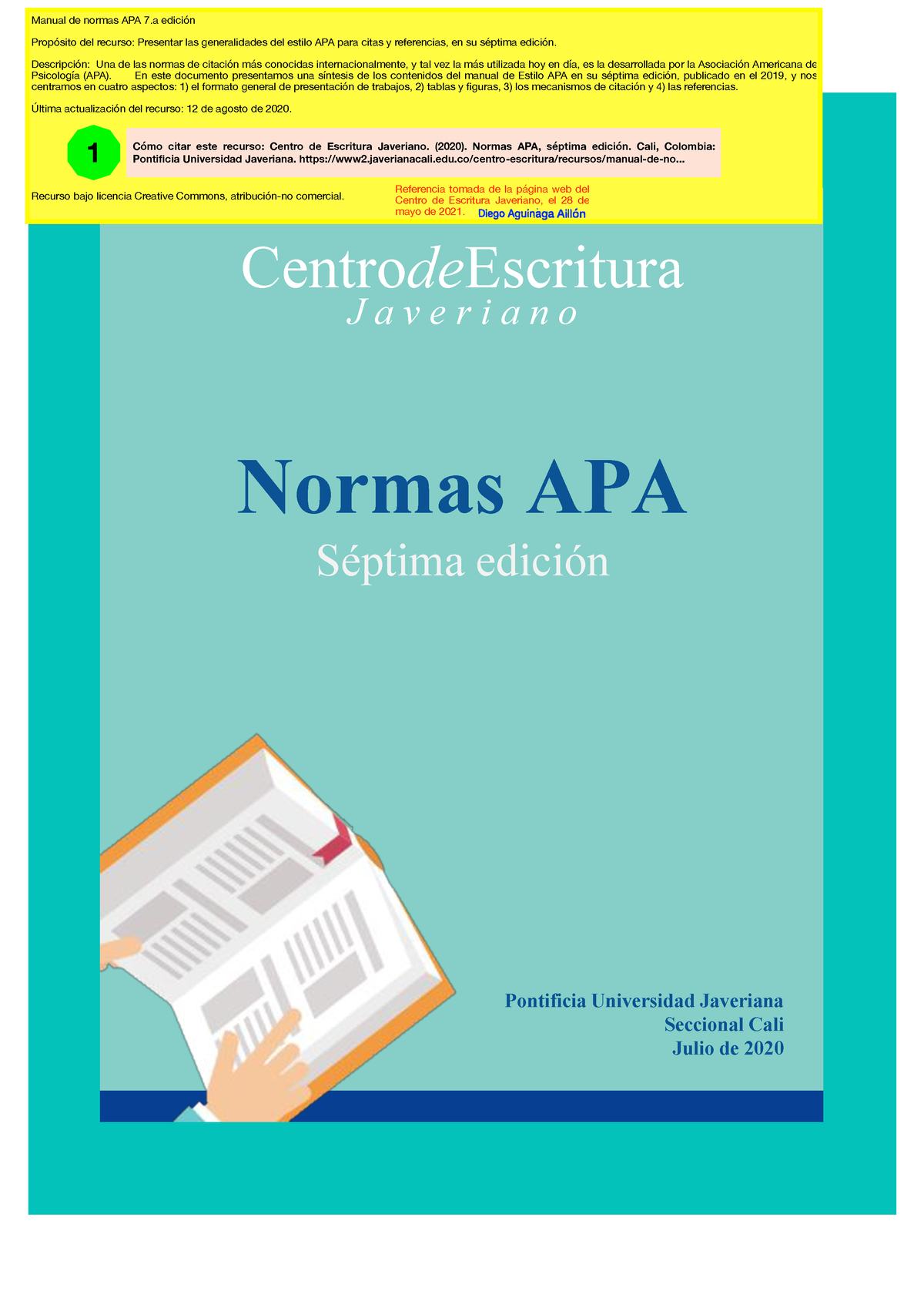 Normas Apa Centro De Escritura J A V E R I A N O Normas Apa S Ptima Edici N Pontificia