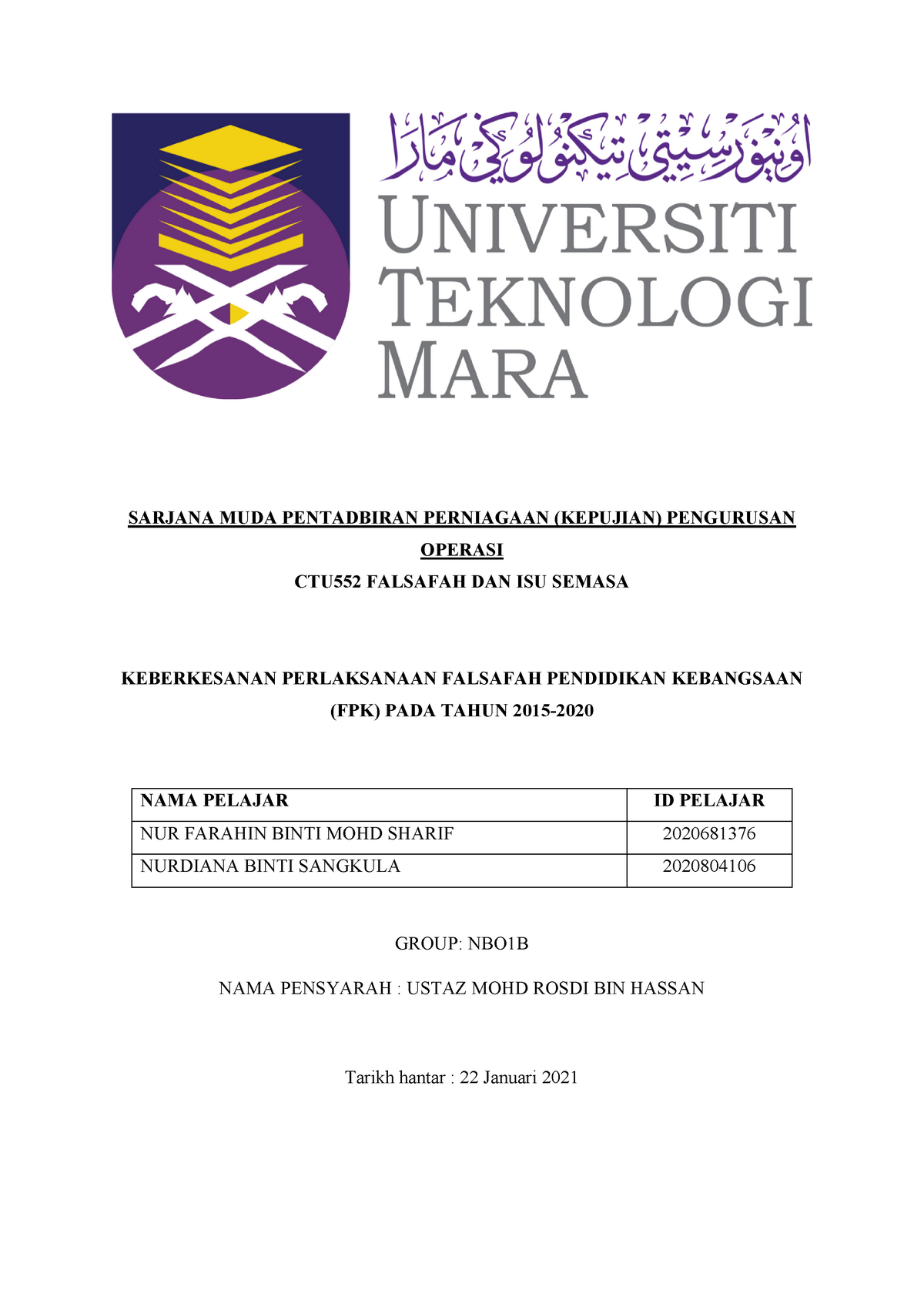 Keberkesanan Perlaksanaan Falsafah Pendidikan Kebangsaan Fpk Pada Tahun 2015 2020 Sarjana Muda Studocu