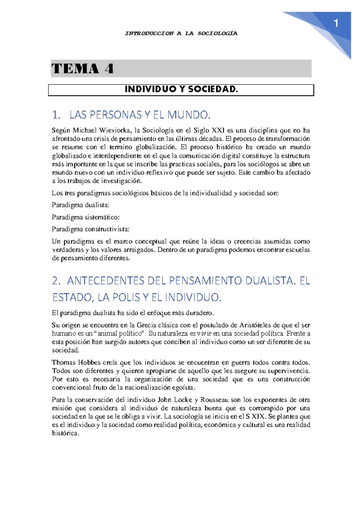 Introduccion a la sociologia tema 4 - INTRODUCCION A LA SOCIOLOGÍA TEMA ...