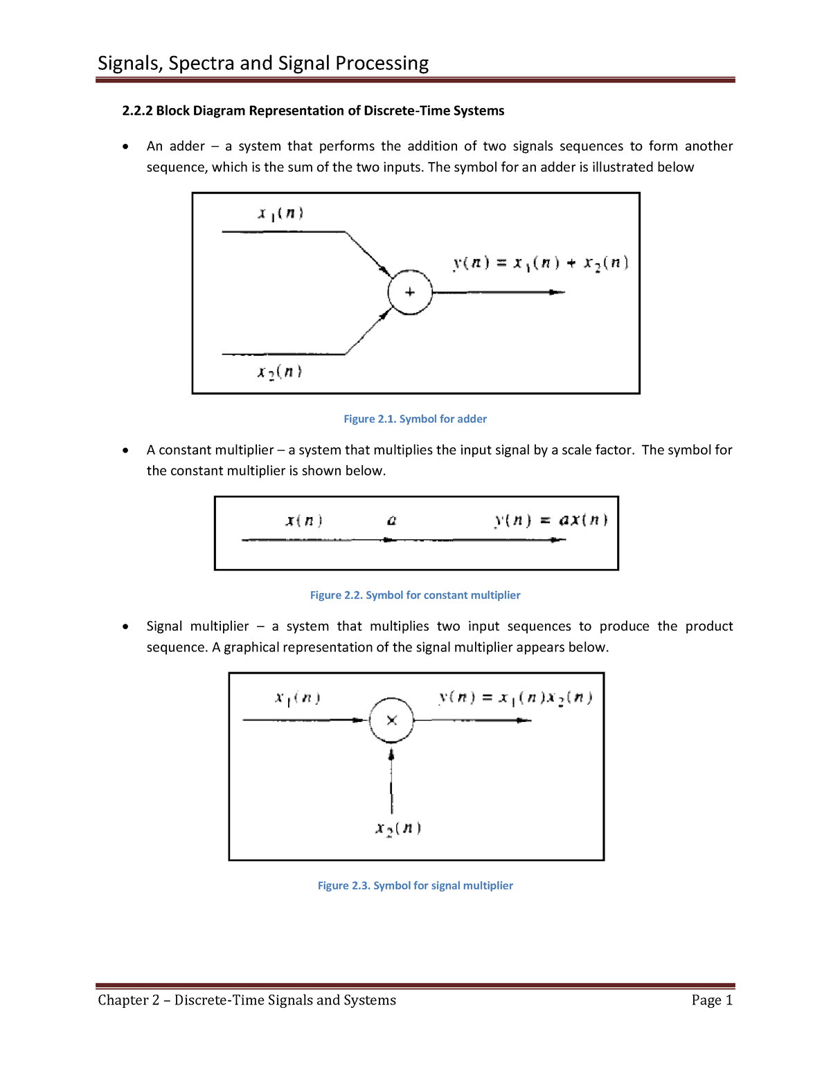 Discrete-Time Systems - 2.2 Block Diagram Representation Of Discrete ...