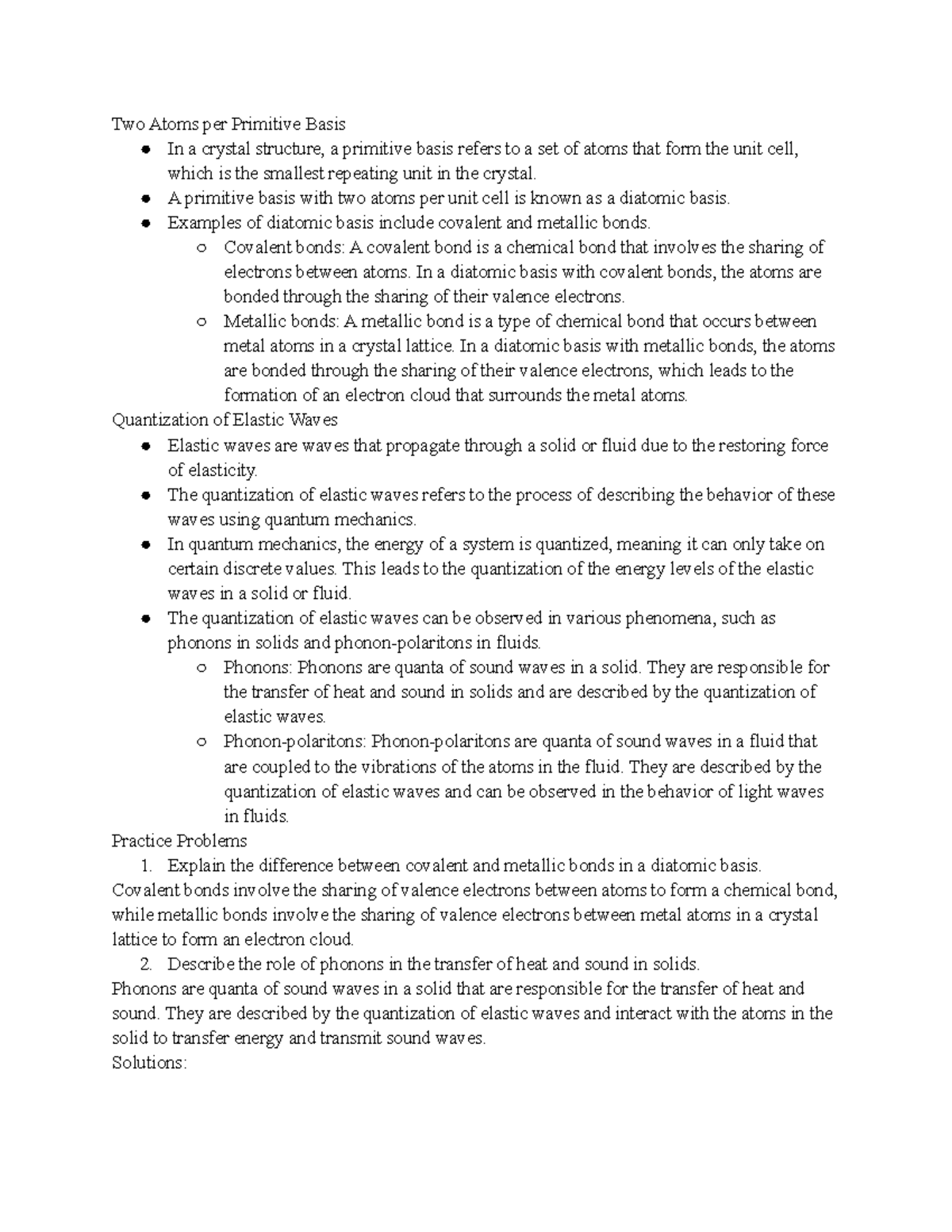 Chapter 5.2 Notes - Two Atoms per Primitive Basis In a crystal ...