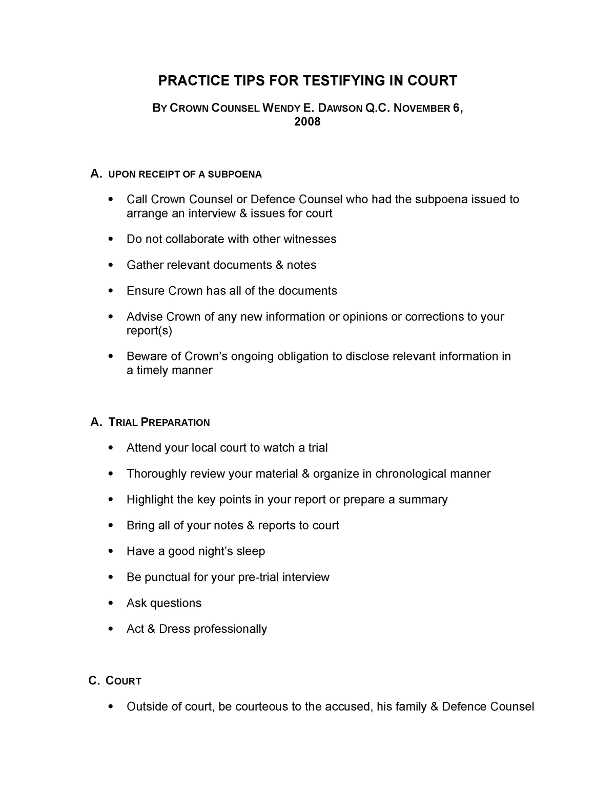 Lesson 3 Practice Tips For Testifying In Court Practice Tips For Testifying In Court By Crown 7211