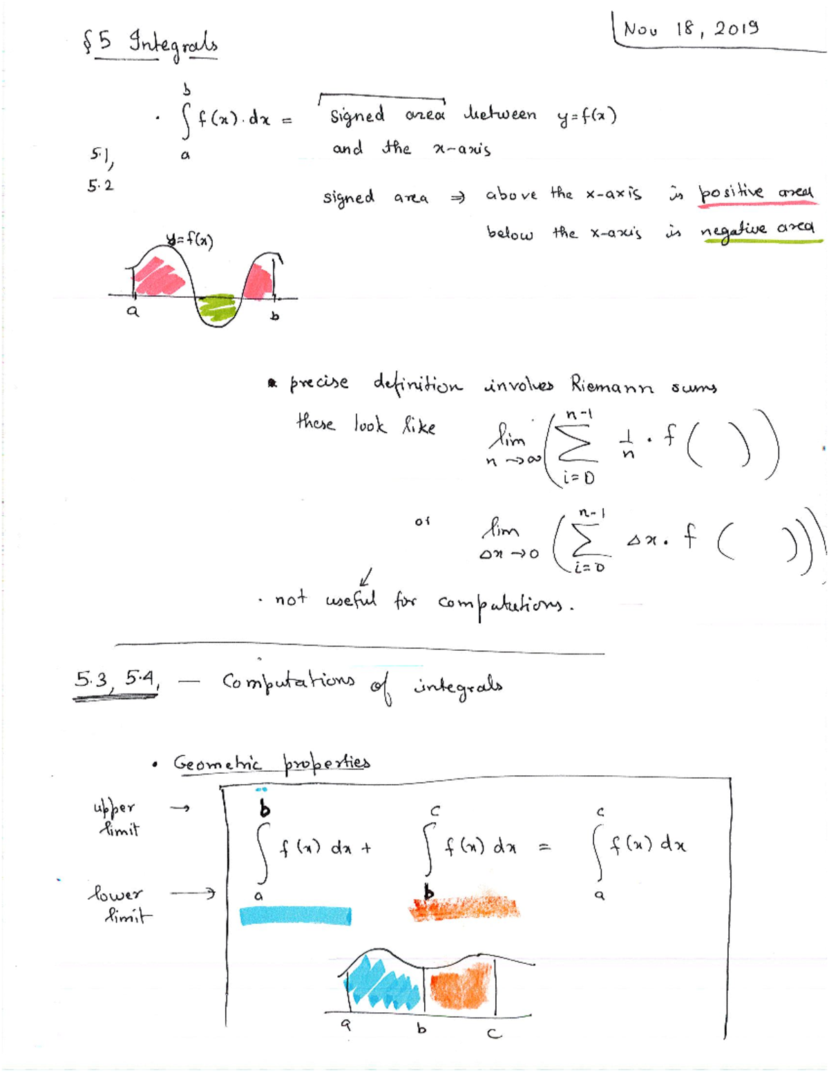 18. Integrals - Lecture Notes 18 - Calculus 1000A/B - Studocu