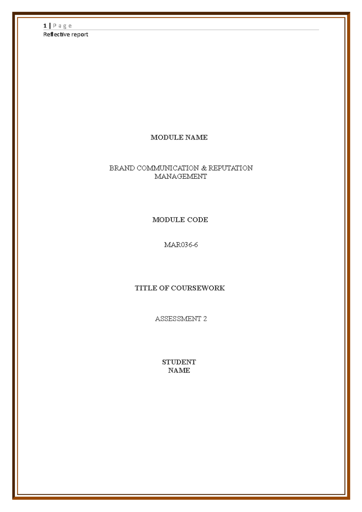 Airbus and boeing - notes - Reflective report MODULE NAME BRAND ...