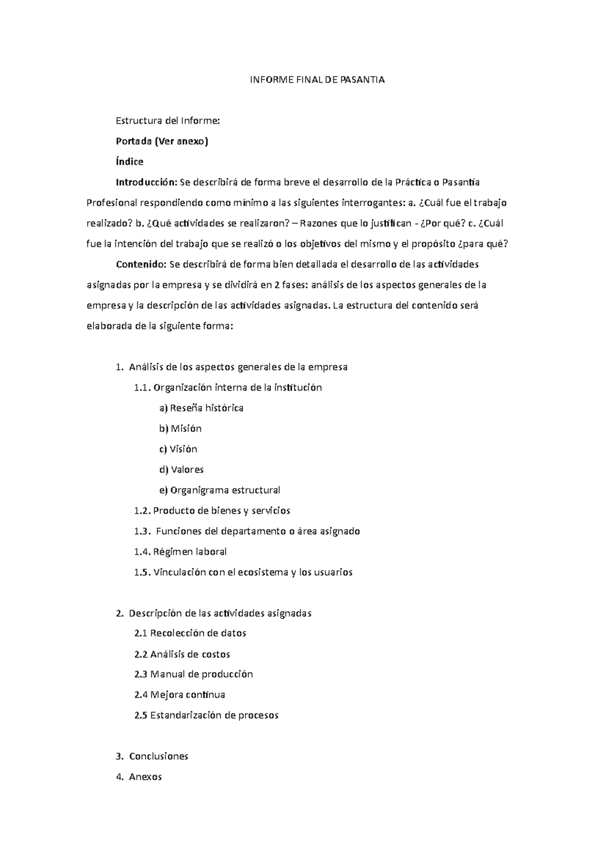 Estructura De Informe Final Informe Final De Pasantia Estructura Del Informe Portada Ver 8428