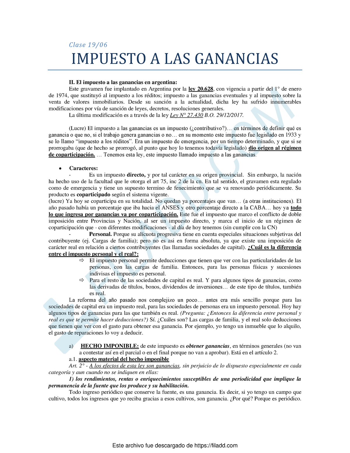 Impuesto A Las Ganancias - Clase 19/ IMPUESTO A LAS GANANCIAS II. El ...