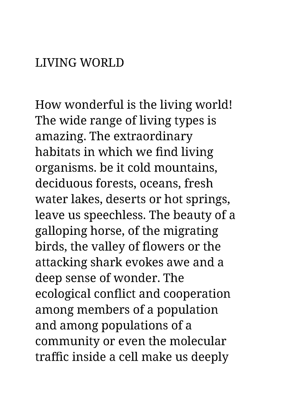 Living World Meaning