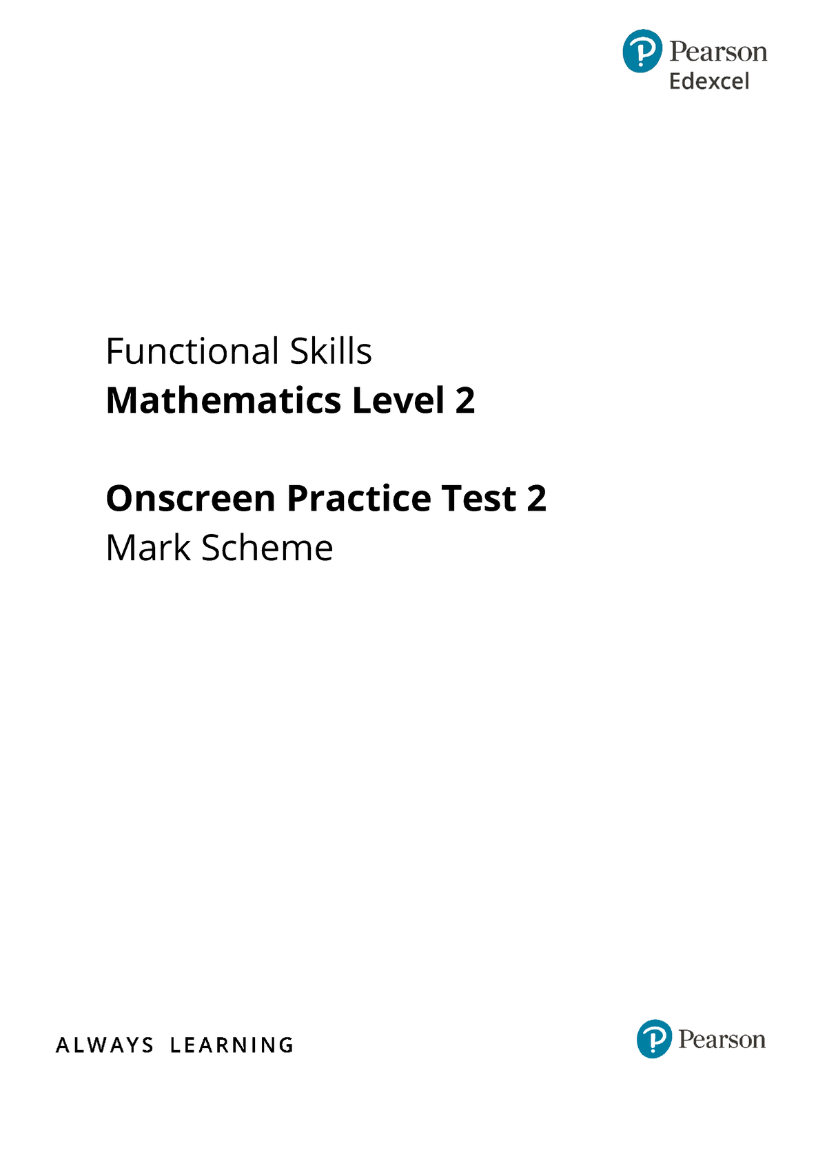 FS Maths Level 2 onscreen practice test 2 Mark scheme - Functional ...