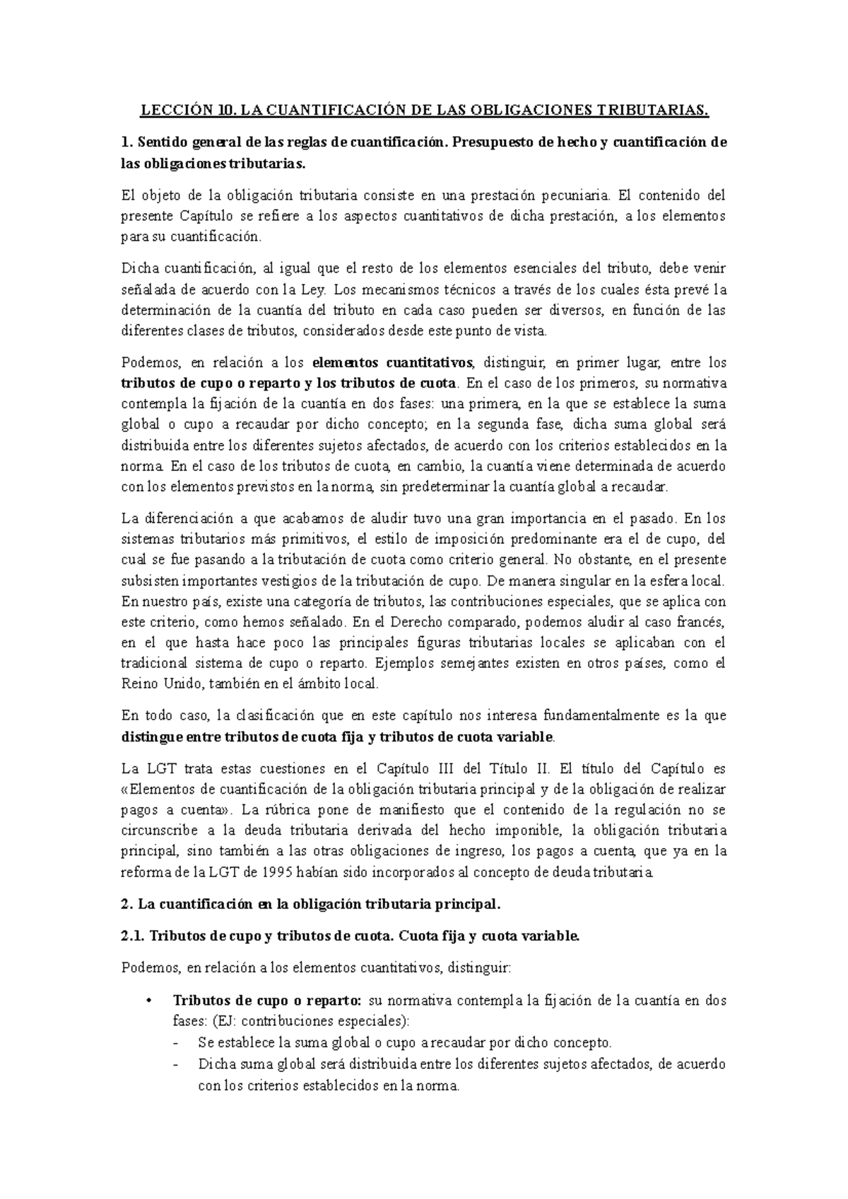 TEMA 10 Apuntes - LECCIÓN 10. LA CUANTIFICACIÓN DE LAS OBLIGACIONES ...