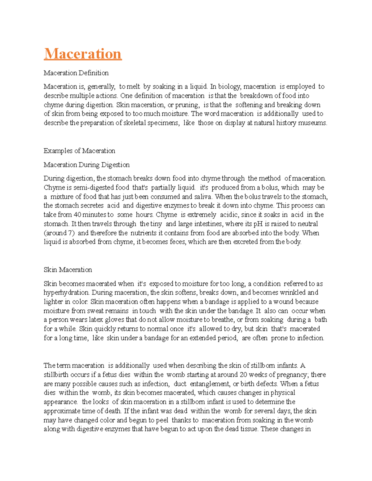 Maceration Notes FTBE Maceration Maceration Definition Maceration