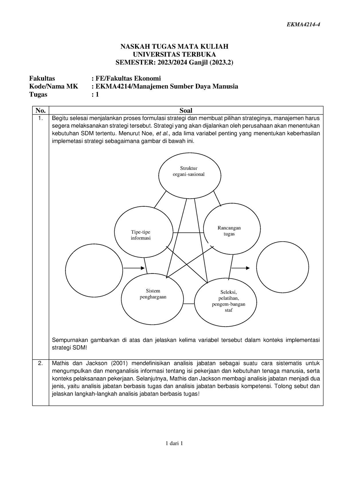Soal Ekma4214 Tmk1 4 - Soal Tugas 1 - EKMA4214- 4 1 Dari 1 NASKAH TUGAS ...