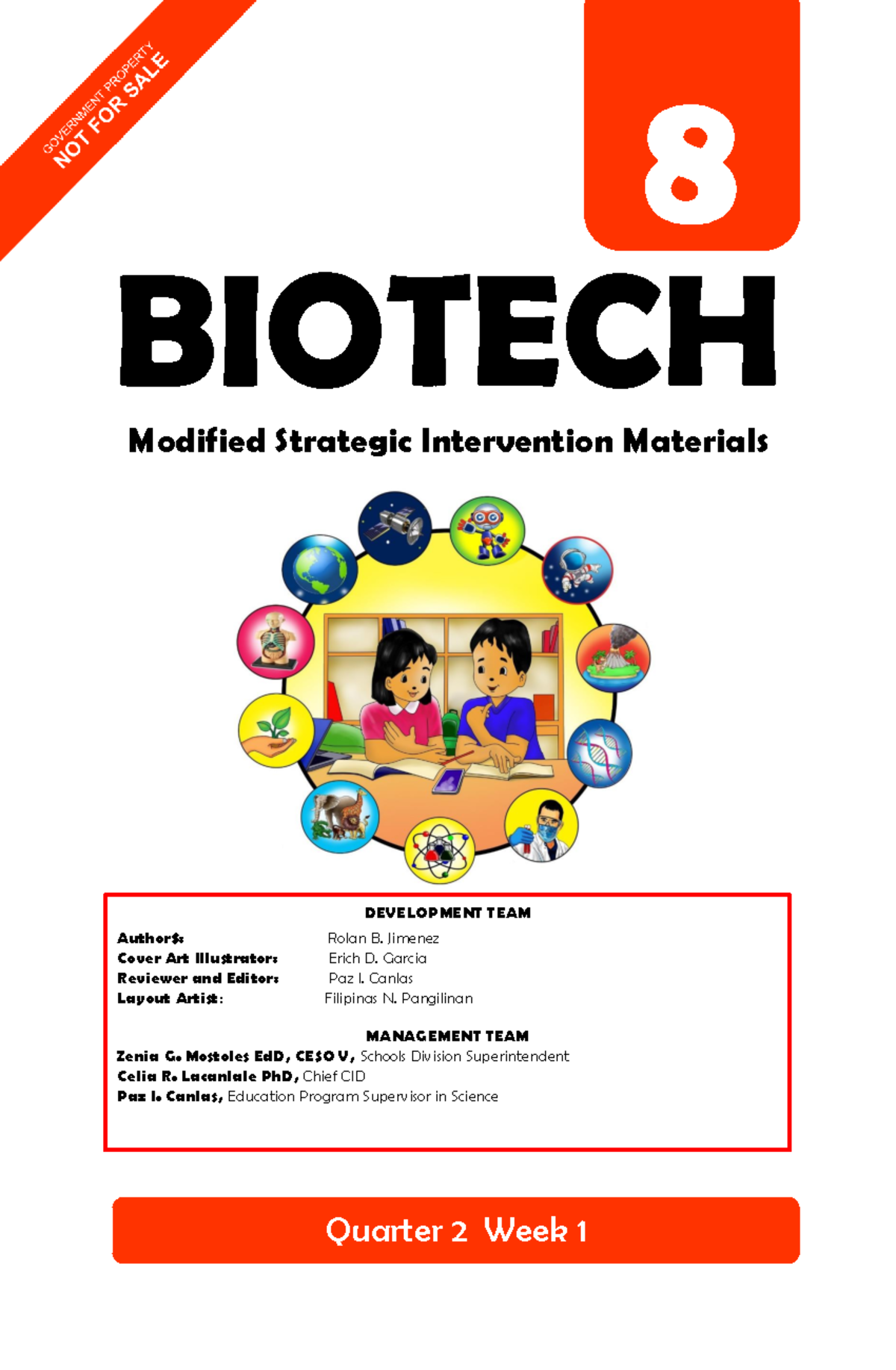 Science-8 Biotech Q2 WEEK-1 10 - Quarter 2 Week 1 DEVELOPMENT TEAM ...