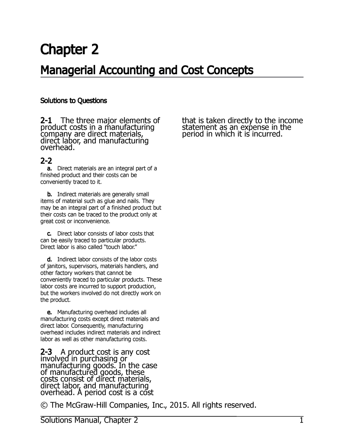 Smchap 002 Managerial Accounting 15th Edition Solution Manual Studocu