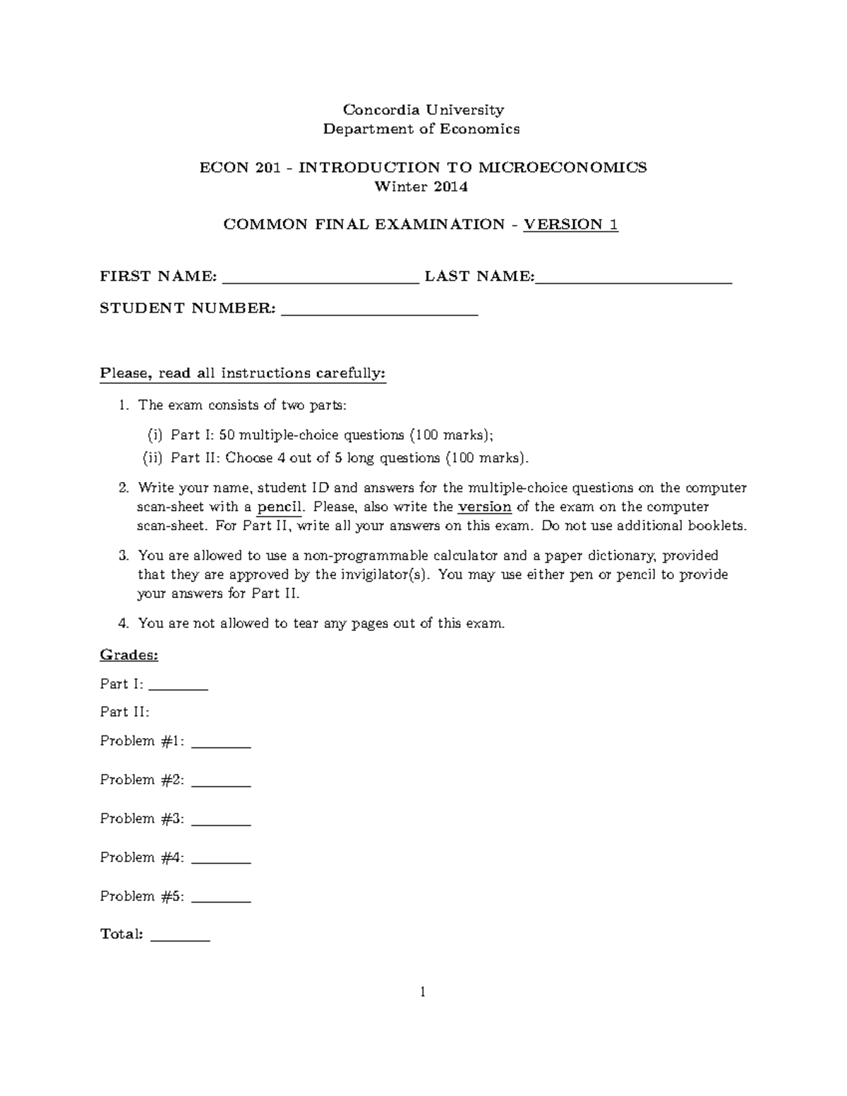 Exam 4 April 2014, questions and answers - Concordia University ...