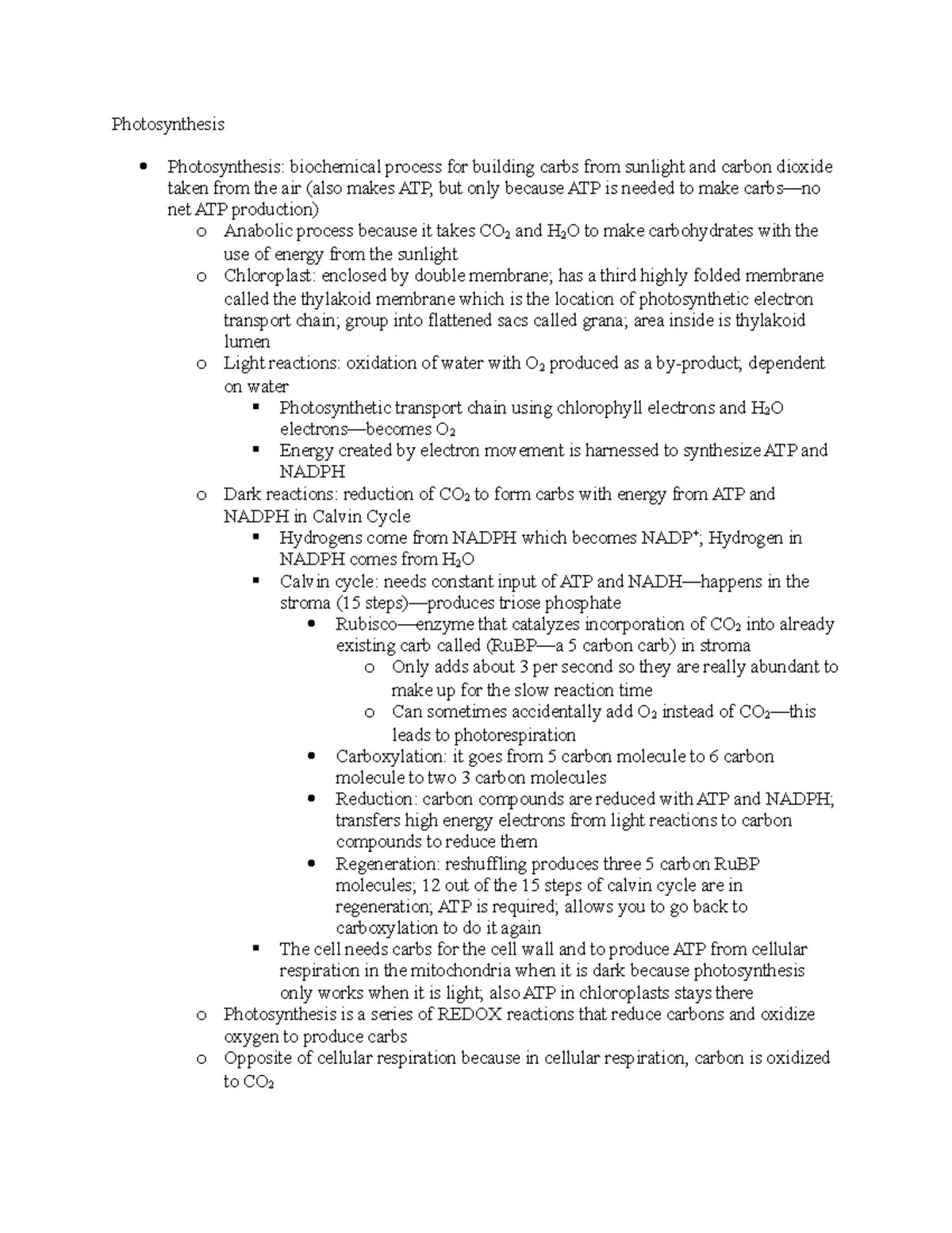 Photosynthesis - Lecture notes 13 - Photosynthesis Photosynthesis ...
