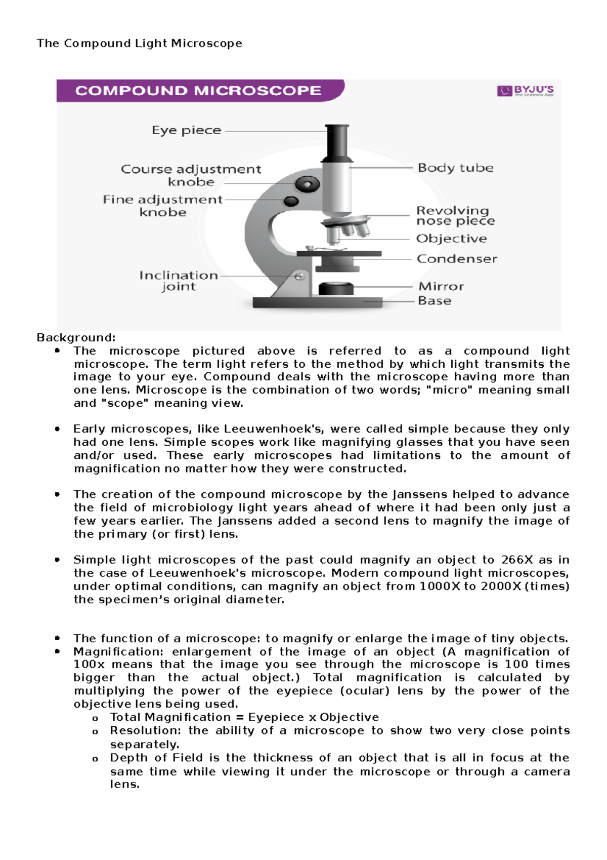 The-Compound-Light-Microscope - The Compound Light Microscope