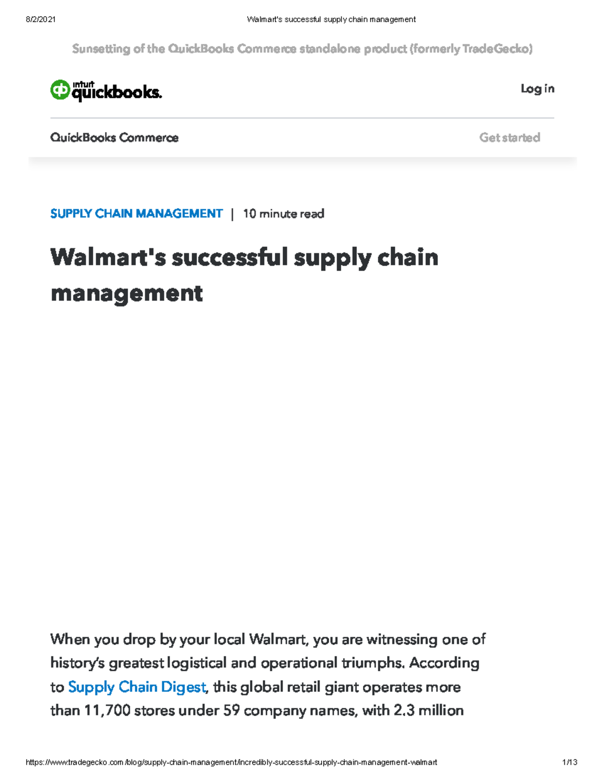 Unit 1 Walmart's Successful Supply Chain Management - SUPPLY CHAIN ...