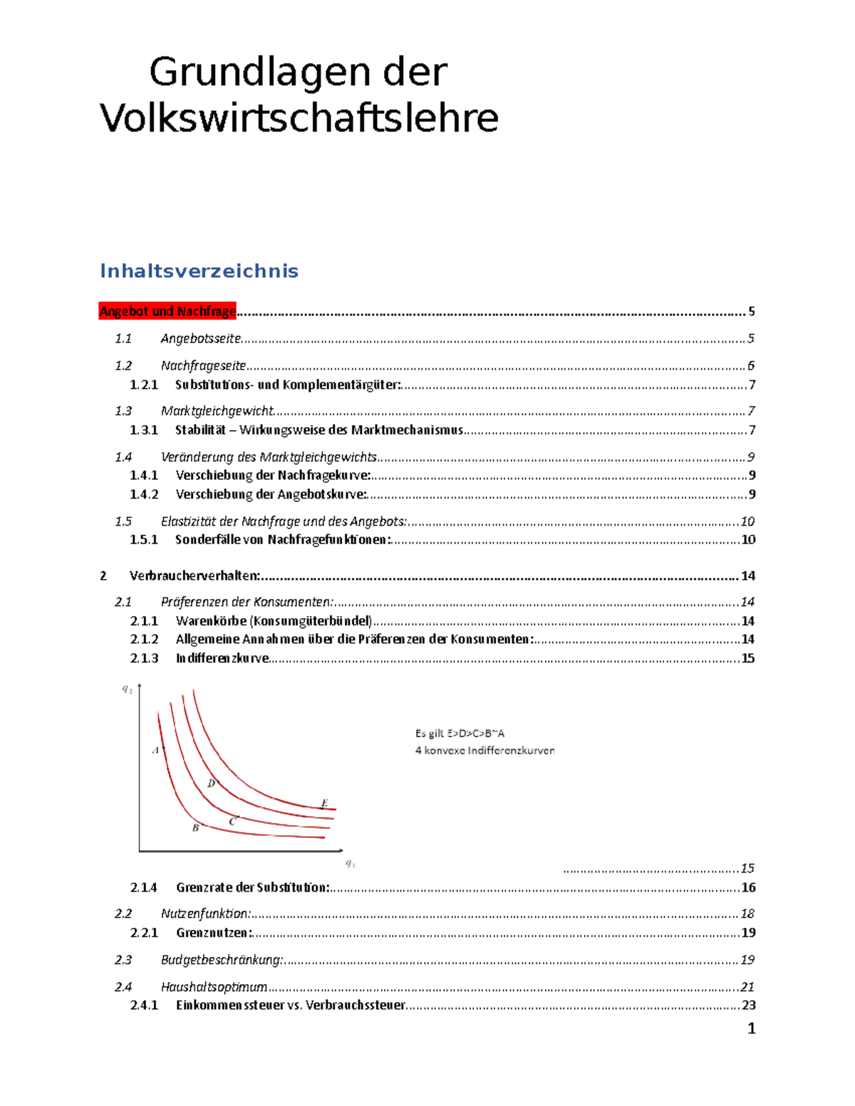 Grundlagen Der VWL Zusammenfassung - Volkswirtschaftslehre Angebot Und ...