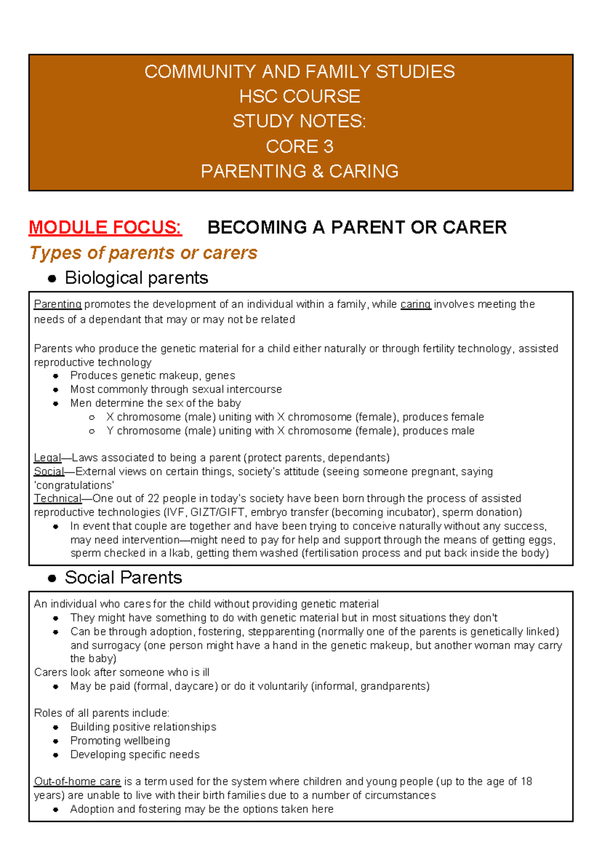 cafs-hsc-notes-parenting-and-caring-core-three-community-and