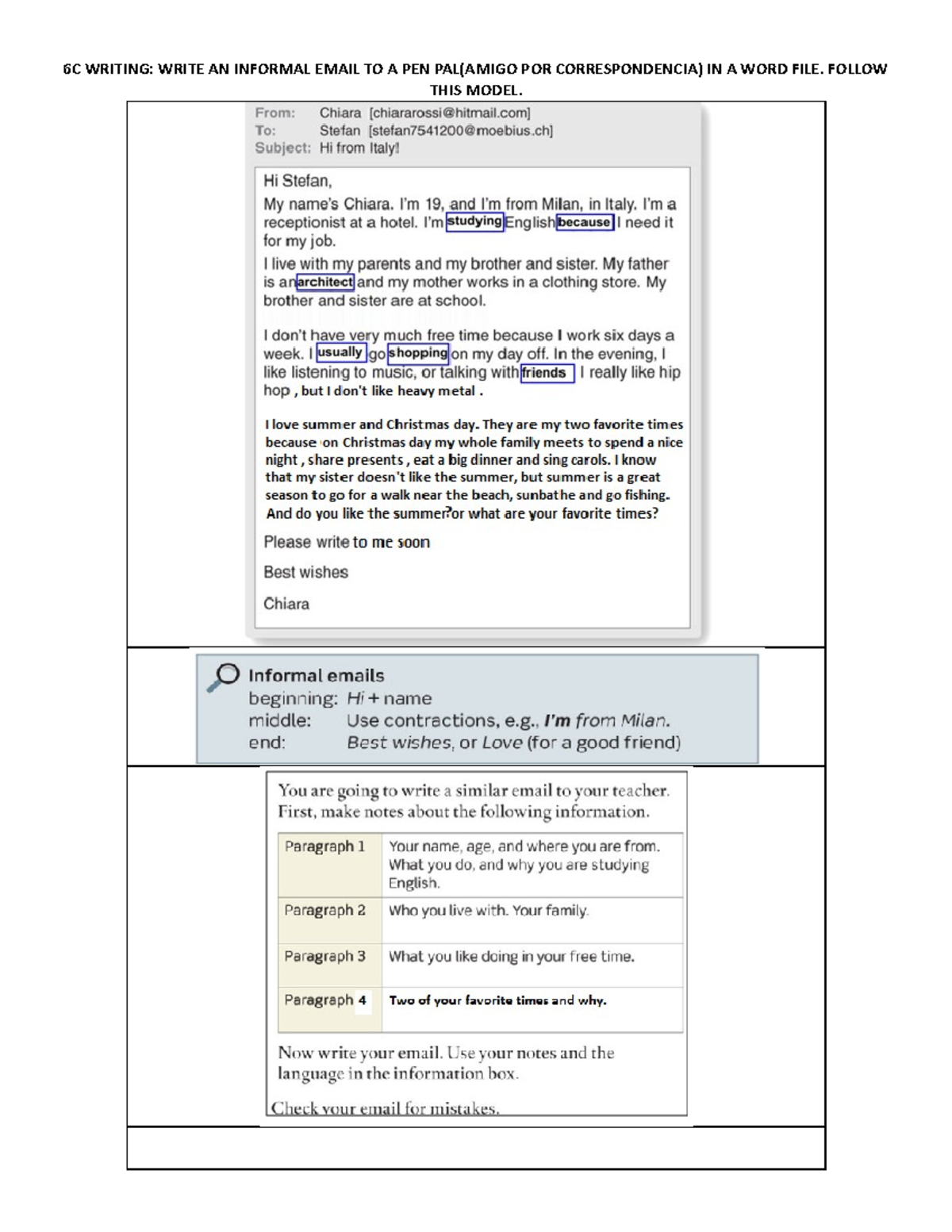 6c Writing AN Informal Email 1ff - 6C WRITING: WRITE AN INFORMAL EMAIL ...