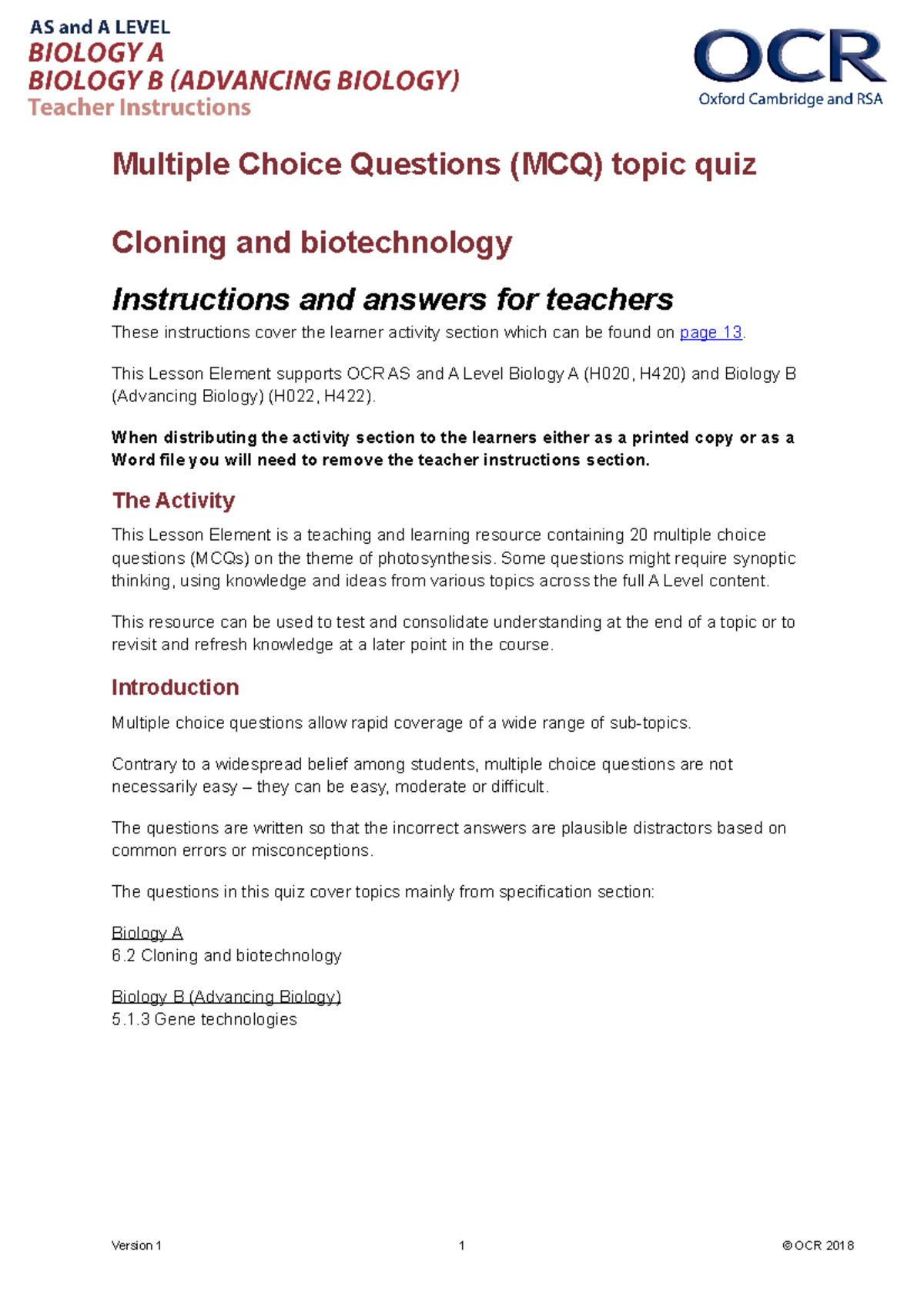 380220 cloning and biotechnology Multiple Choice Questions (MCQ