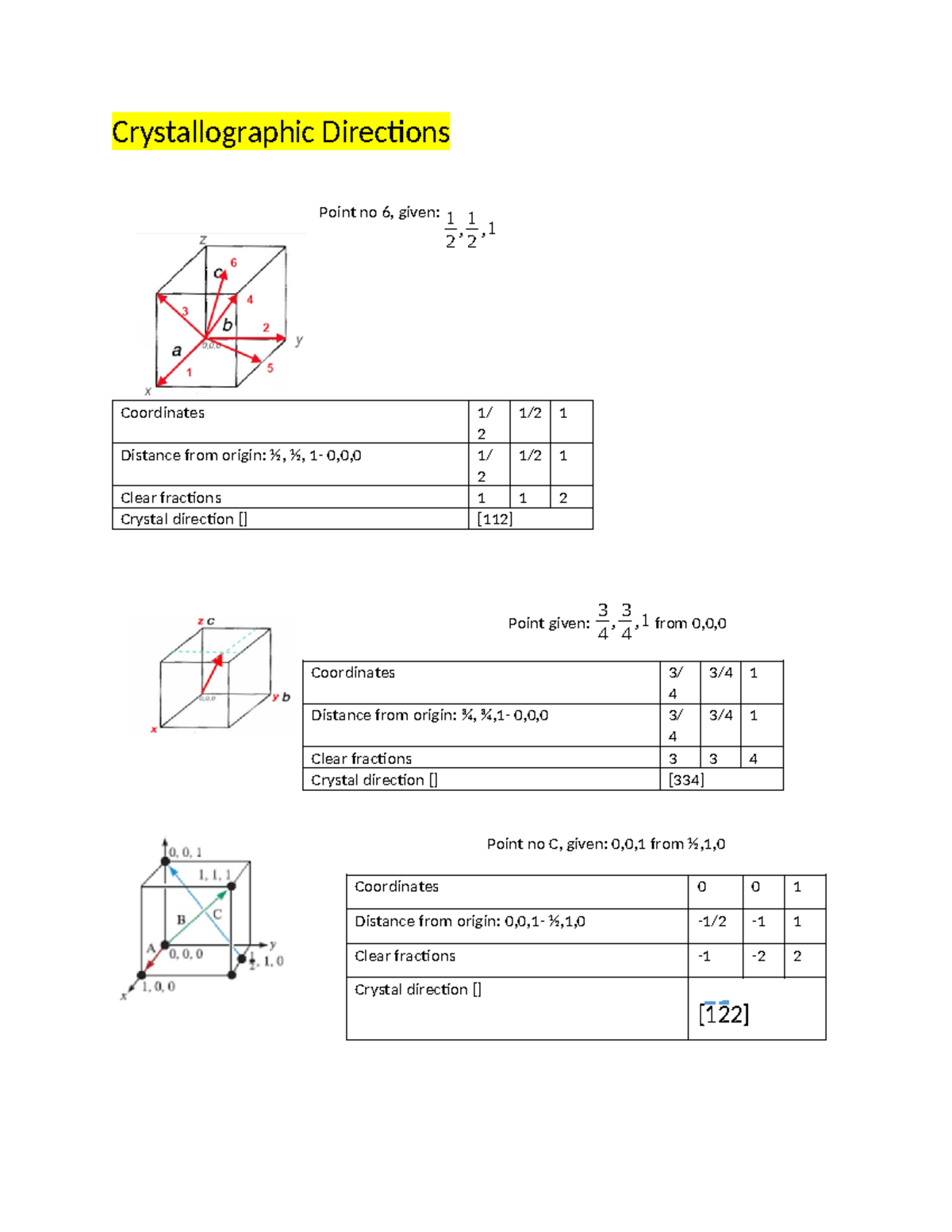 Crystallographic Directions examples - Crystallographic Directions ...