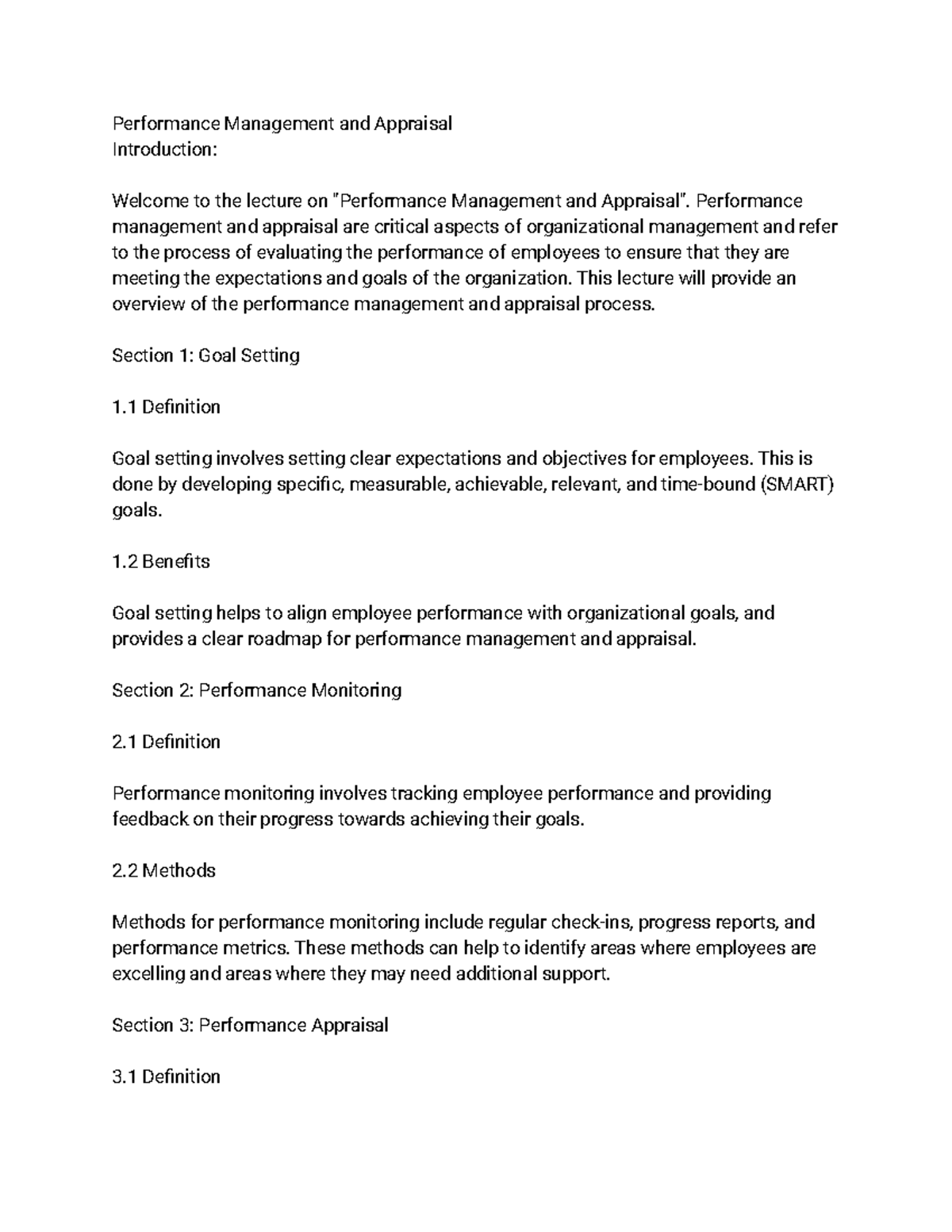 Organizational Management (BMT-1420) Lecture 12 - Performance ...