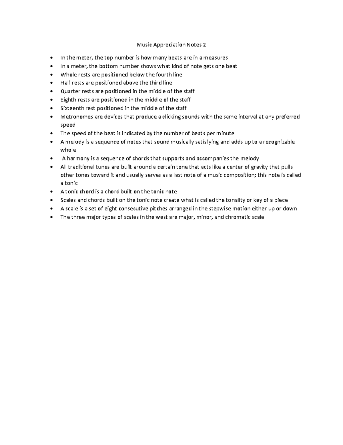 Music Appreciation Notes 2 - Studocu