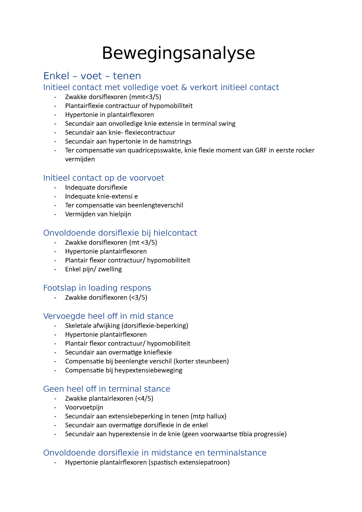 Bewegingsanalyse - Samenvatting Beweginganalyse - Orthopedische ...