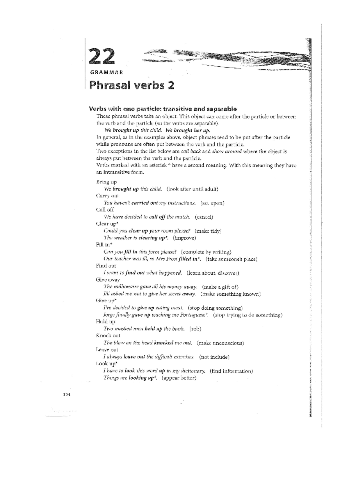 Phrasal Verbs 2 - Ingles - 22 GRAMMAR Phrasal verbs 2 Verbs with one ...