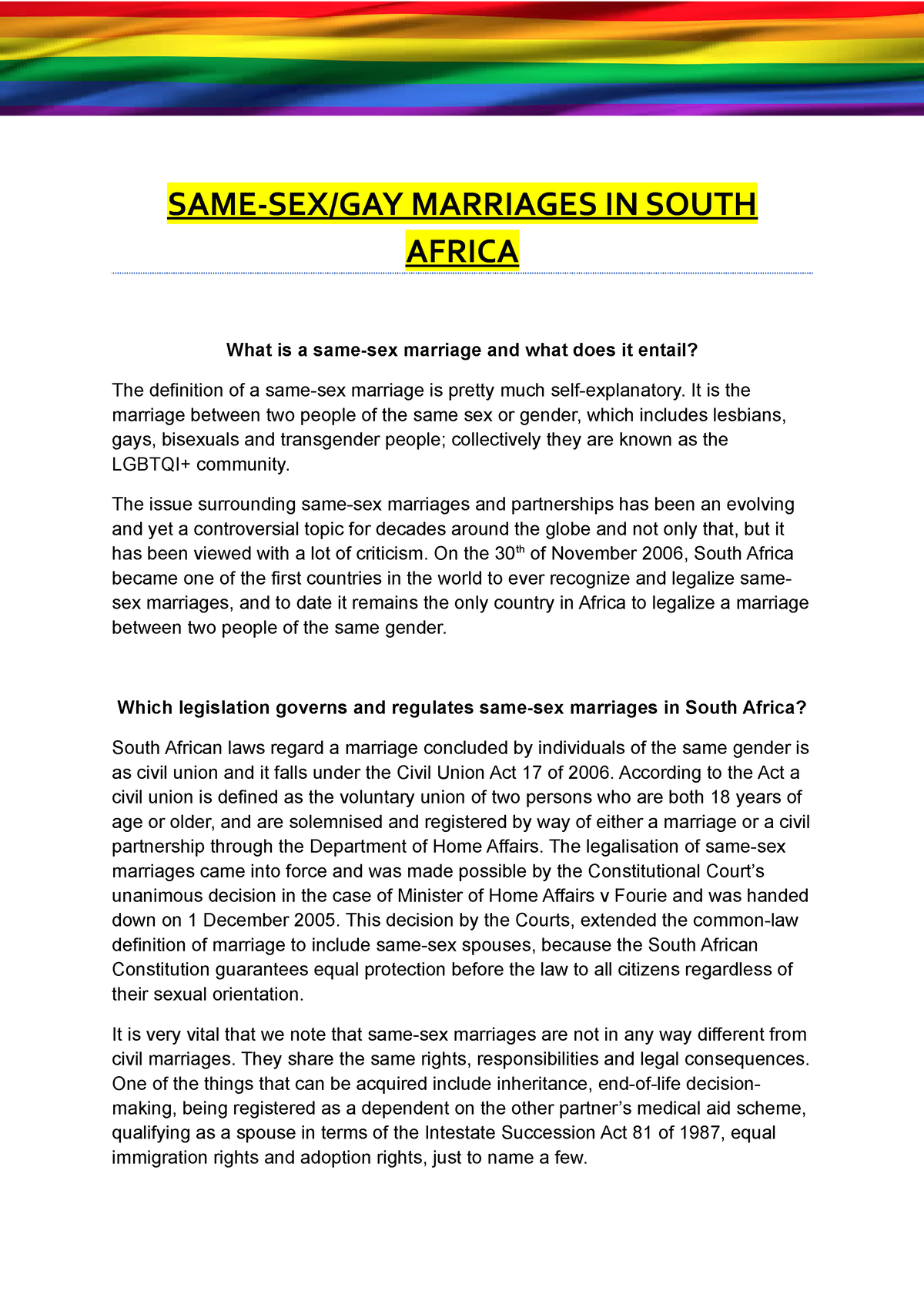 SAME SEX Marriages IN South Africa - SAME-SEX/GAY MARRIAGES IN SOUTH ...