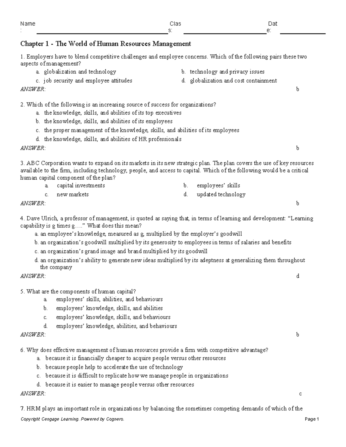 Chapter 1 The World of Human Resources Management - : s: e: Chapter 1 ...