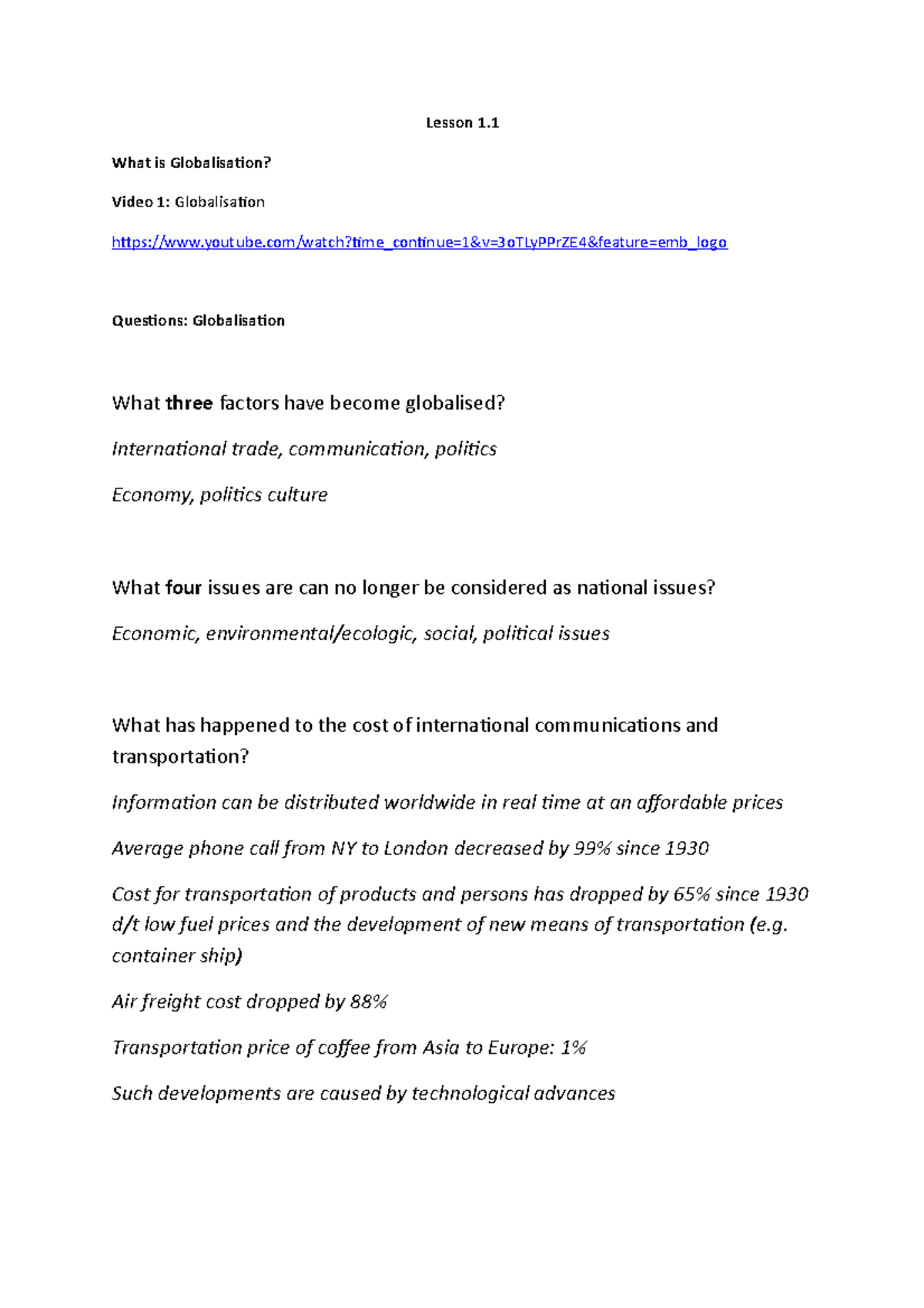 Contemporary World - What is Globalisation - Week 1 - Lesson 1. What is ...
