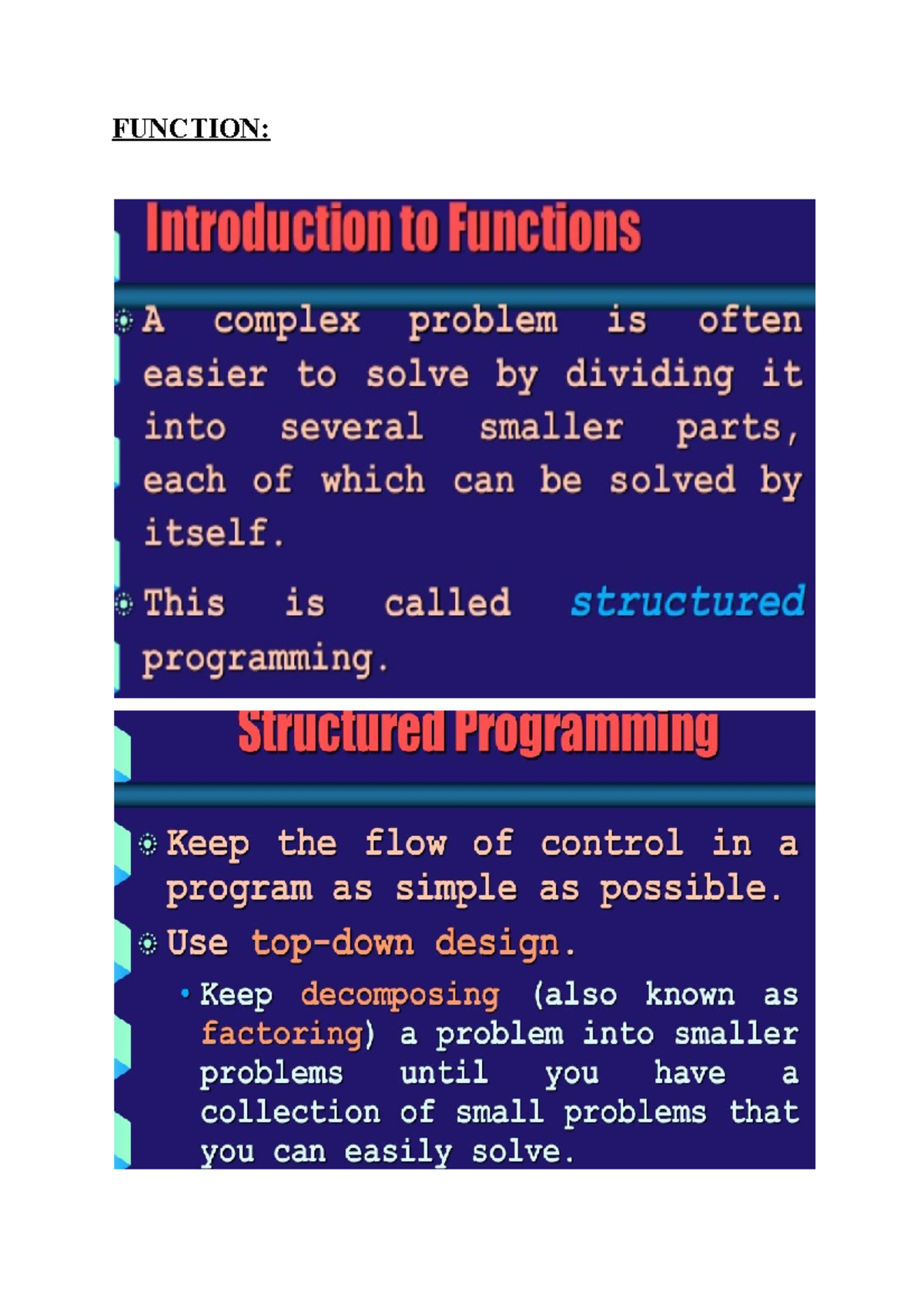 Function - FUNCTION: A function is a block of code that performs a ...