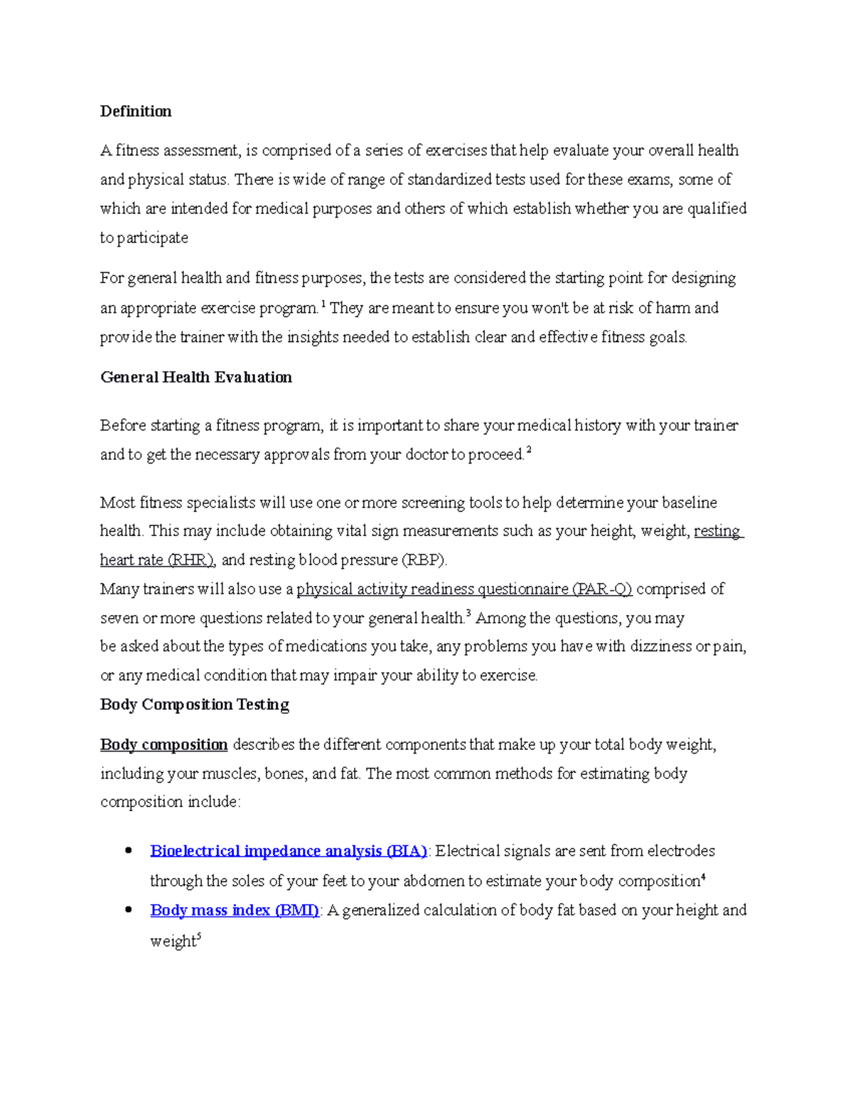 Assesment Of Current Physical Fitness Definition A fitness assessment