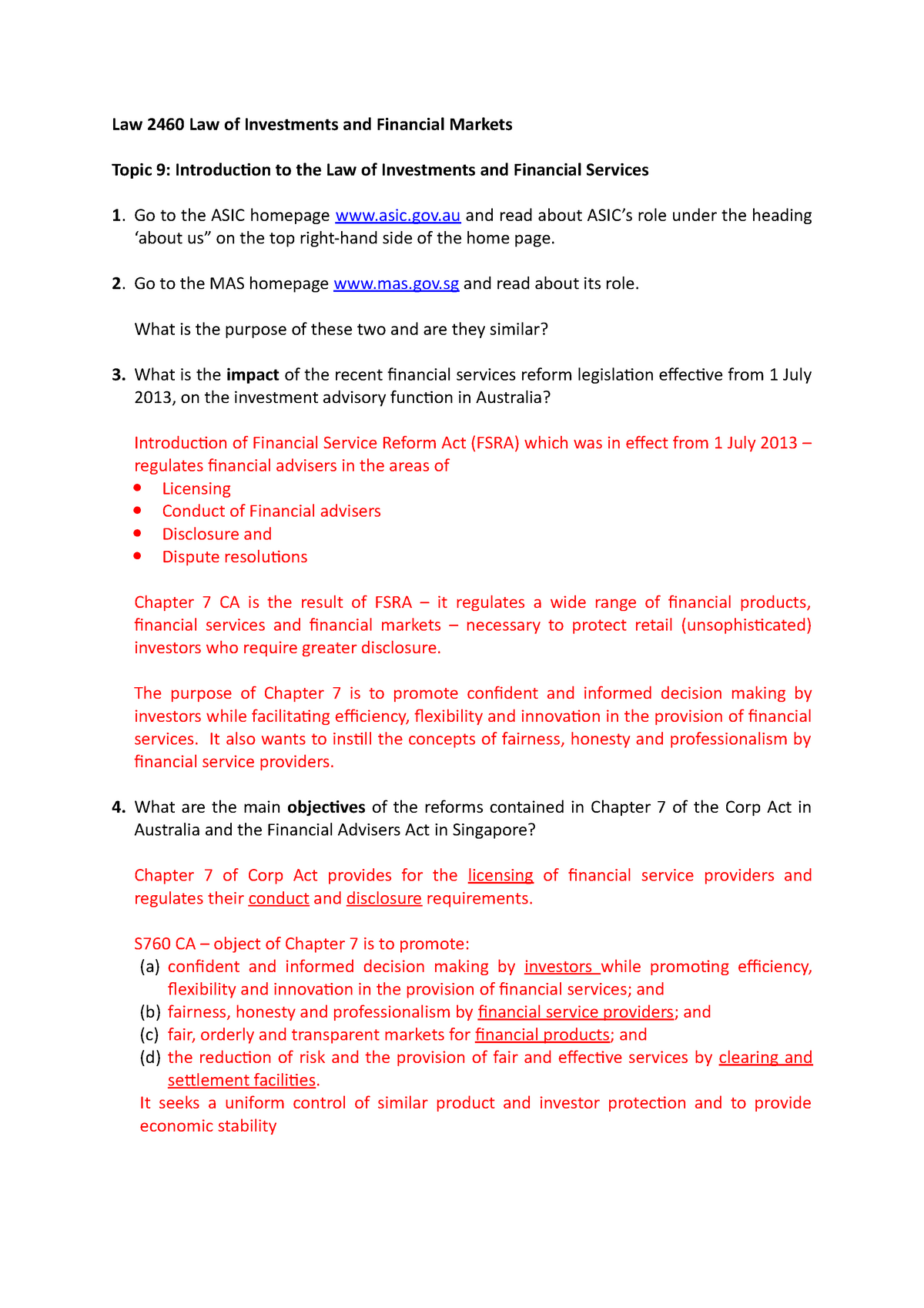 Topic 9 Introduction To Legal Framework Of Law Of Investments And Financial  Markets Tutorial - Studocu