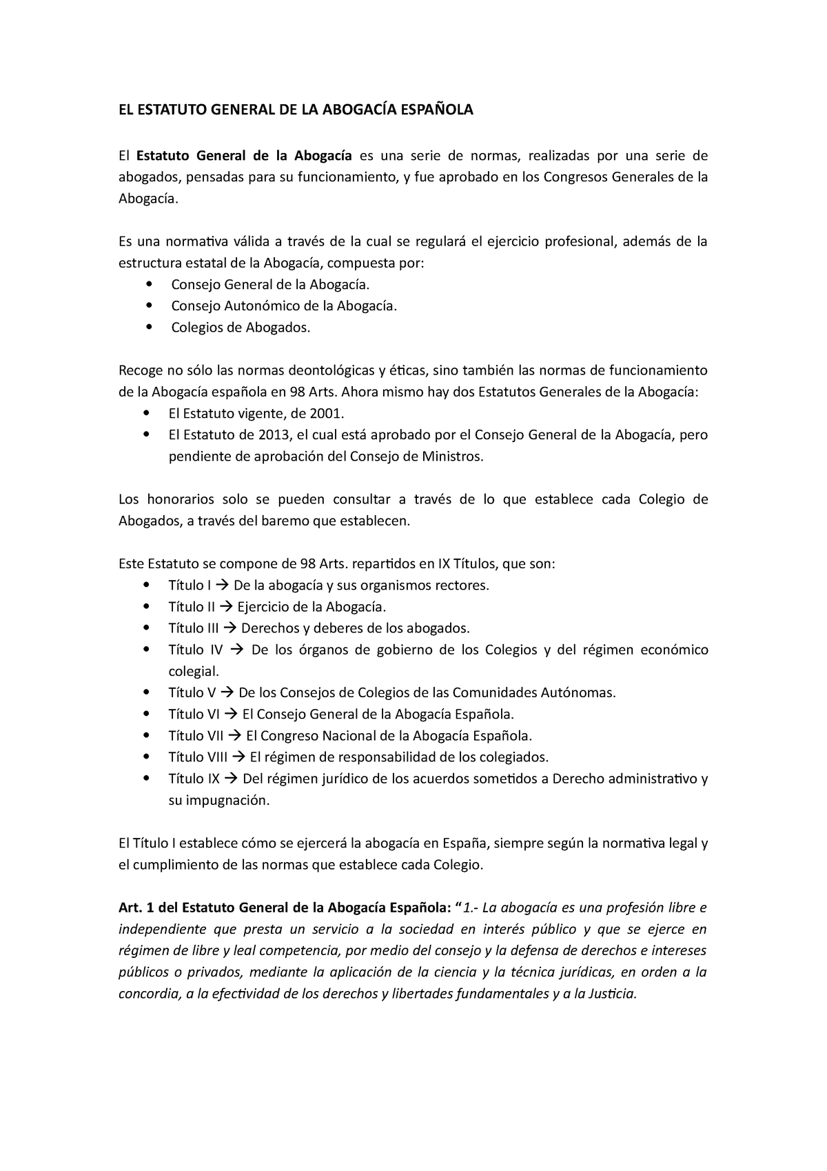 El Estatuto General De La AbogacÍa EspaÑola El Estatuto General De La AbogacÍa EspaÑola El 9150