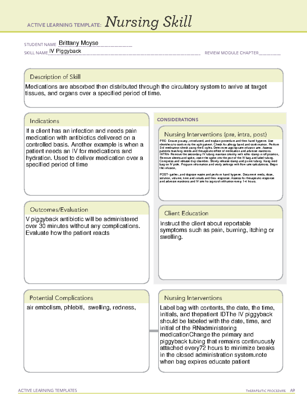 My Changes Iv Piggyback - Active Learning Templates Therapeutic 