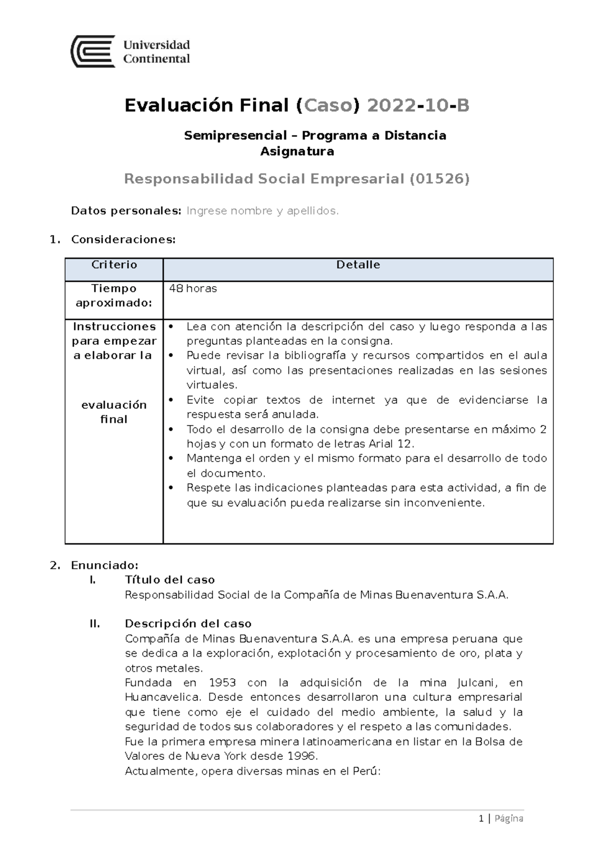 Evaluación final RSE (2022-10-B) - Evaluación Final (Caso) 2022 - 10 ...