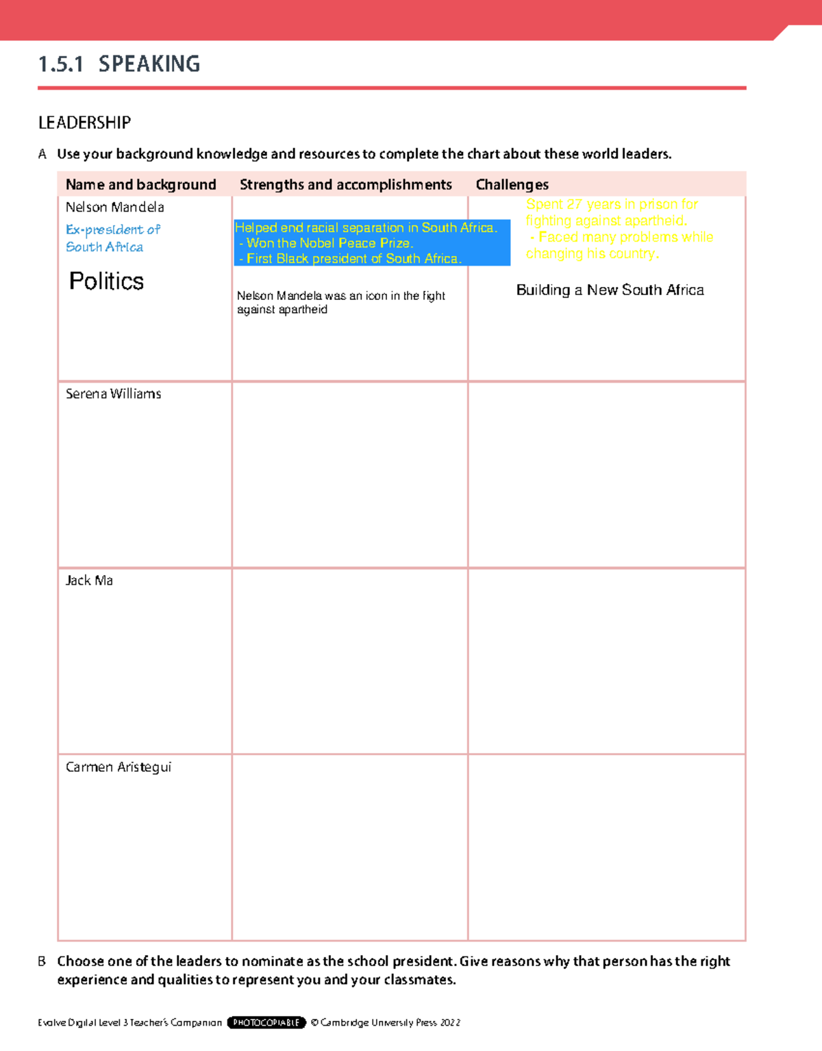 Evolve Digital Level 3 Worksheets 1.5.1.pdf - LEADERSHIP A Use your ...