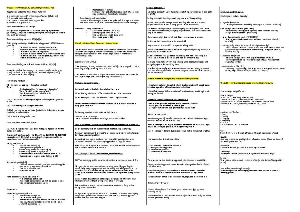 BUS112 CHEAT SHEET 2021 Sem 2 - Managing Sustainable Growth 1 ...