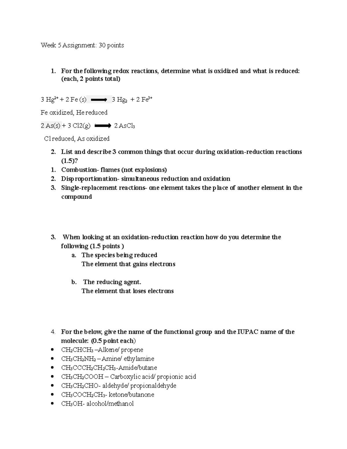 CHEM120 Week 5 Assignment with drawings - Week 5 Assignment: 30 points ...