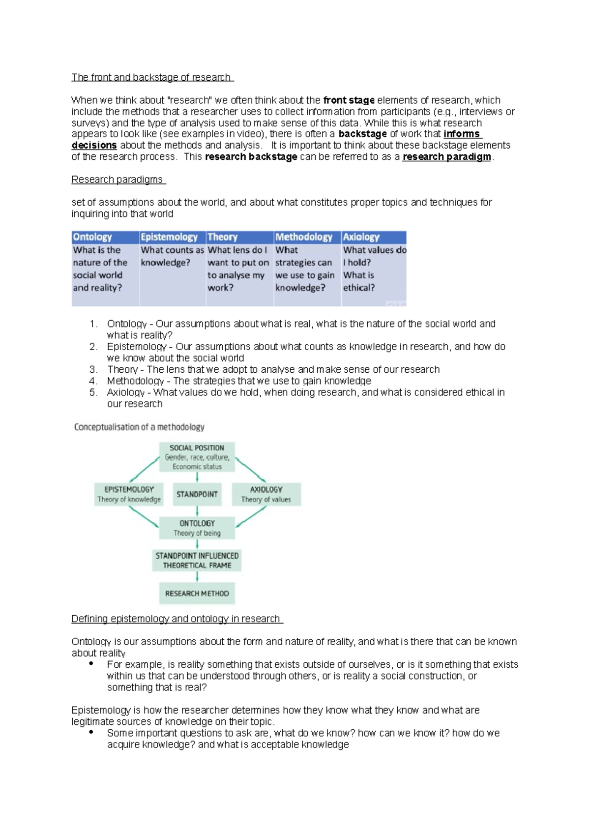 JSB181 - Lecture notes 2 - The front and backstage of research When we ...