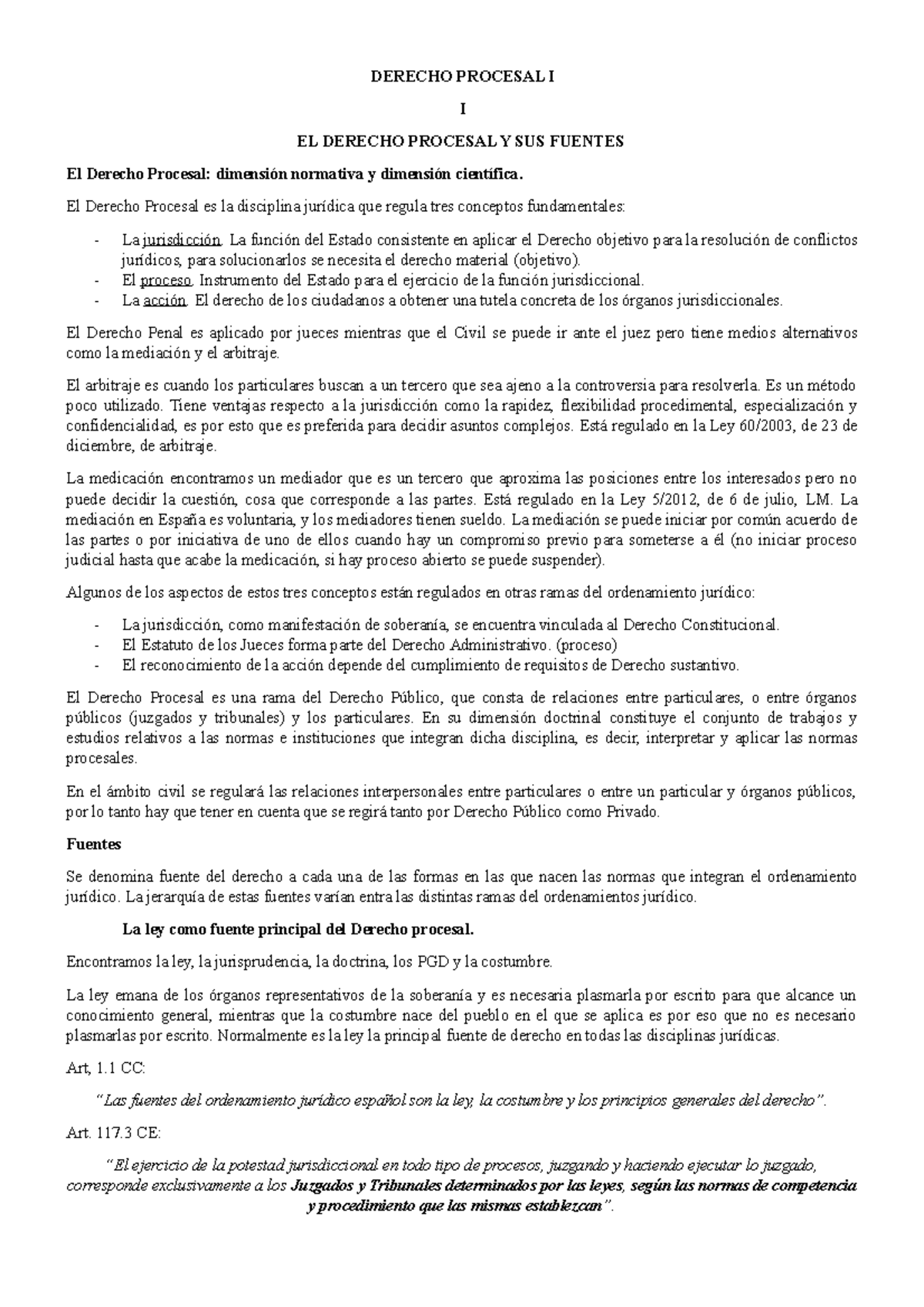 Derecho Procesal Derecho Procesal I I El Derecho Procesal Y Sus Fuentes El Derecho 8735