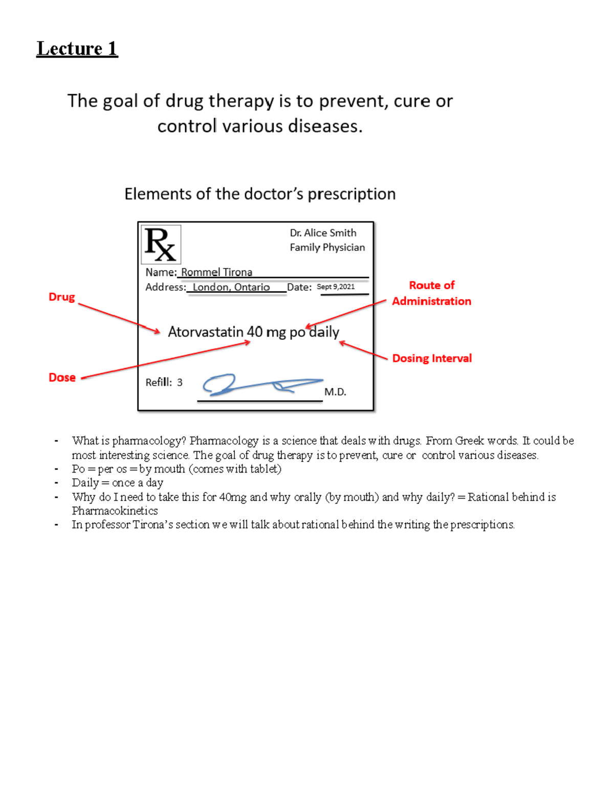 Lecture Notes Week 1 Lecture 1 - Lecture 1 What Is Pharmacology ...