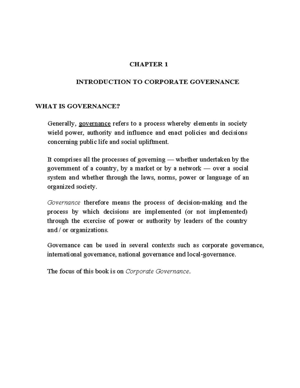 Ilide - jgd scqwwcq - CHAPTER 1 INTRODUCTION TO CORPORATE GOVERNANCE ...