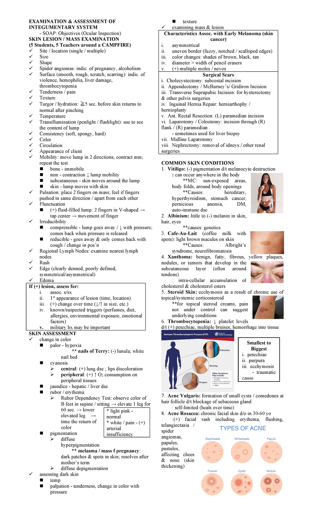 Integ - Skin - EXAMINATION & ASSESSMENT OF INTEGUMENTARY SYSTEM SOAP ...