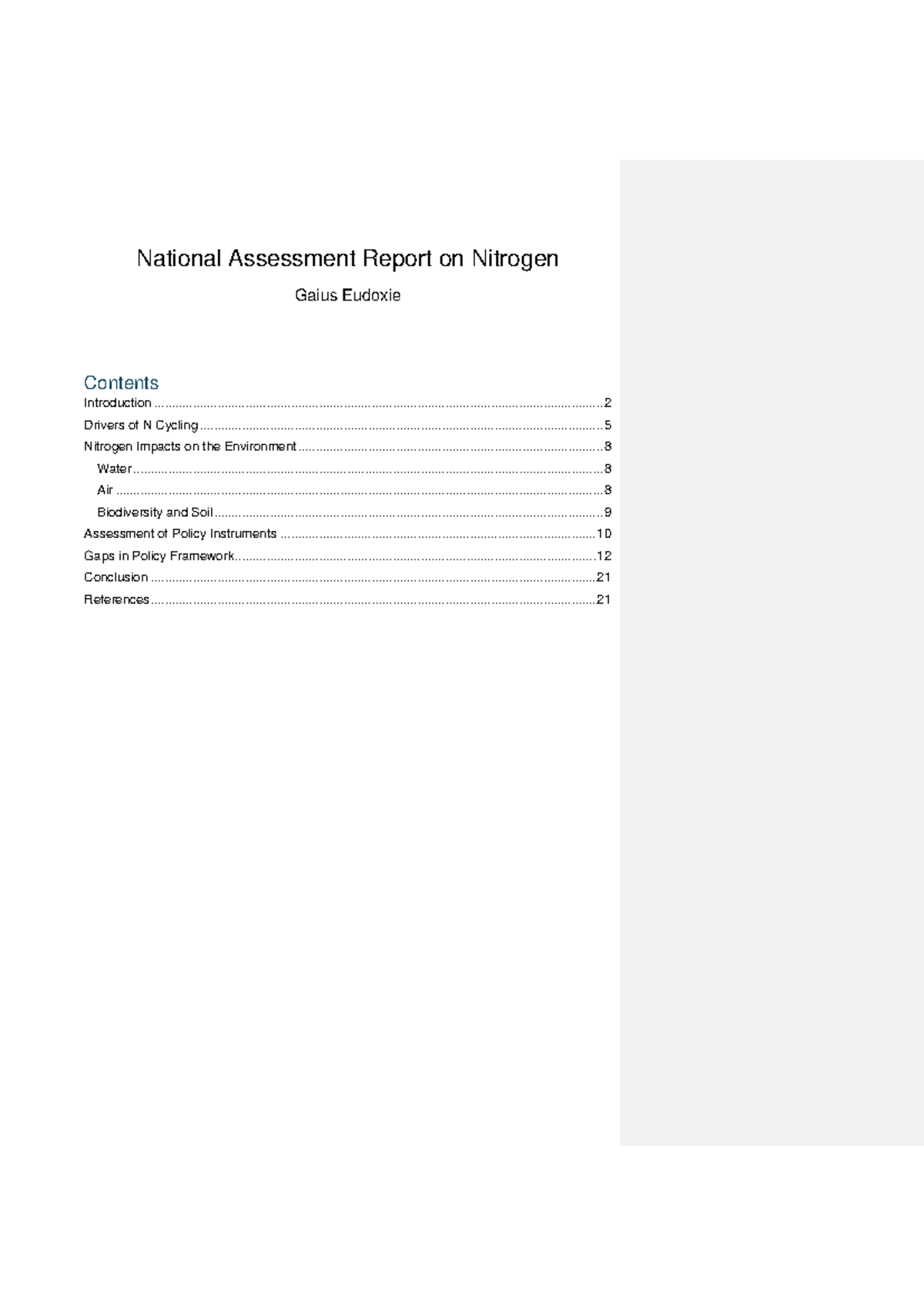 Nitrogen Assessment - national reference material - National Assessment ...