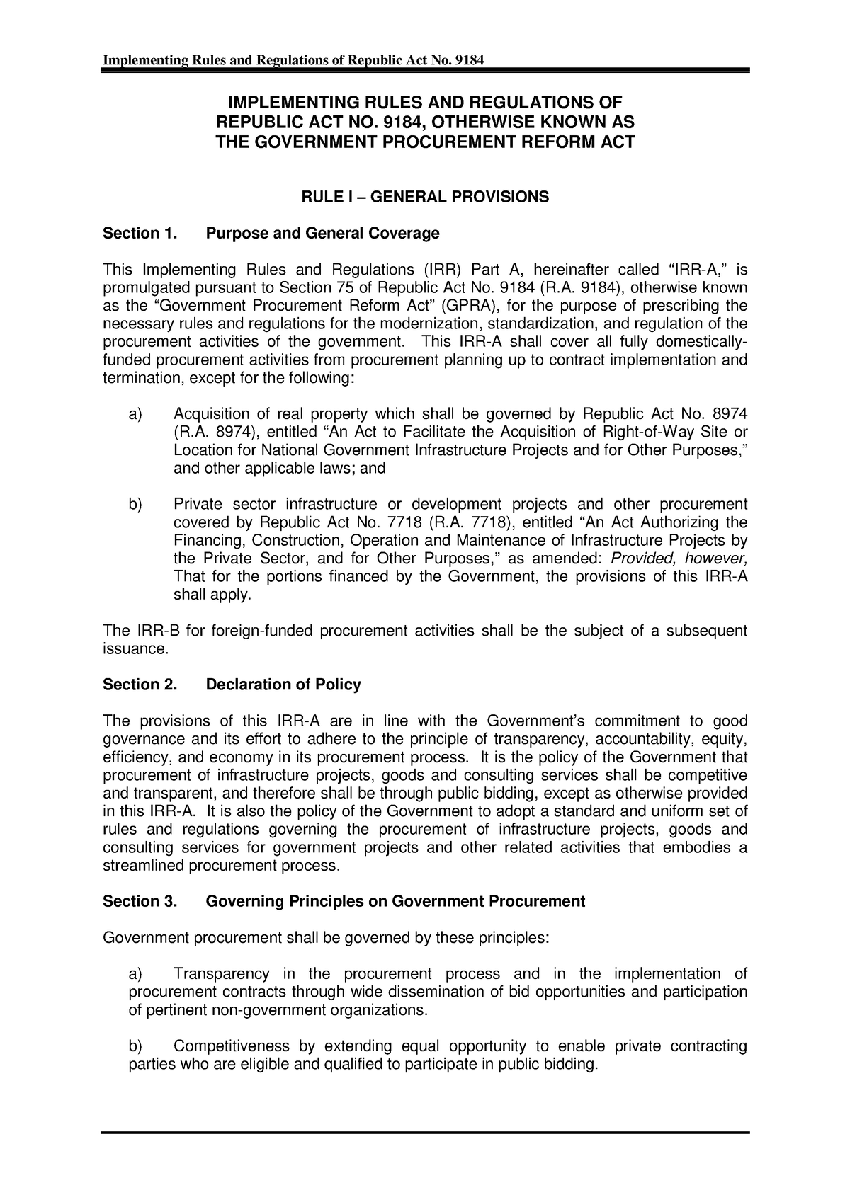 RA 9184 - BAC - IMPLEMENTING RULES AND REGULATIONS OF REPUBLIC ACT NO ...