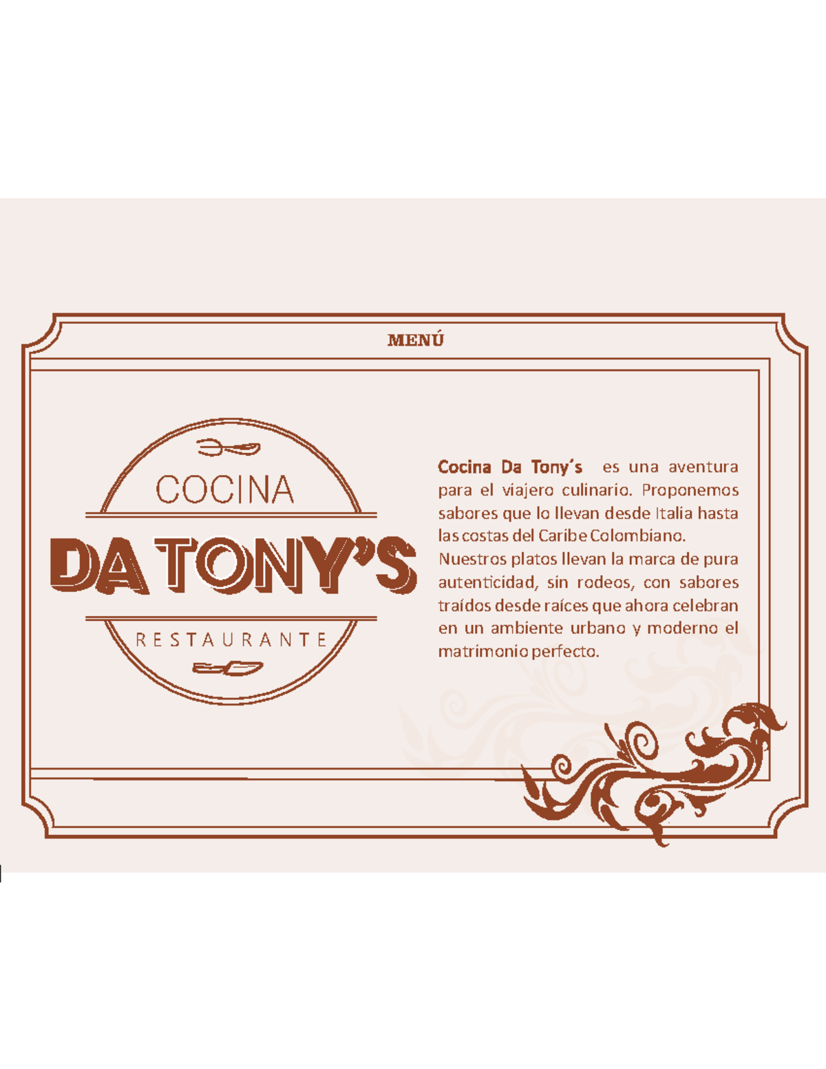 Carta micro 2019 - MENÚ COCINA D T N RESTAURANTE Cocina Da Tony´s es ...